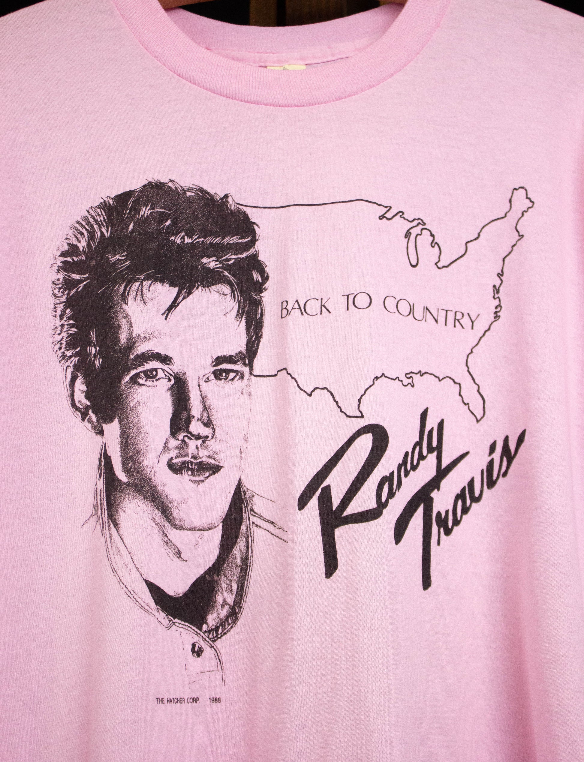 Vintage Randy Travis 1988 Back To Country Concert T Shirt Pink XL