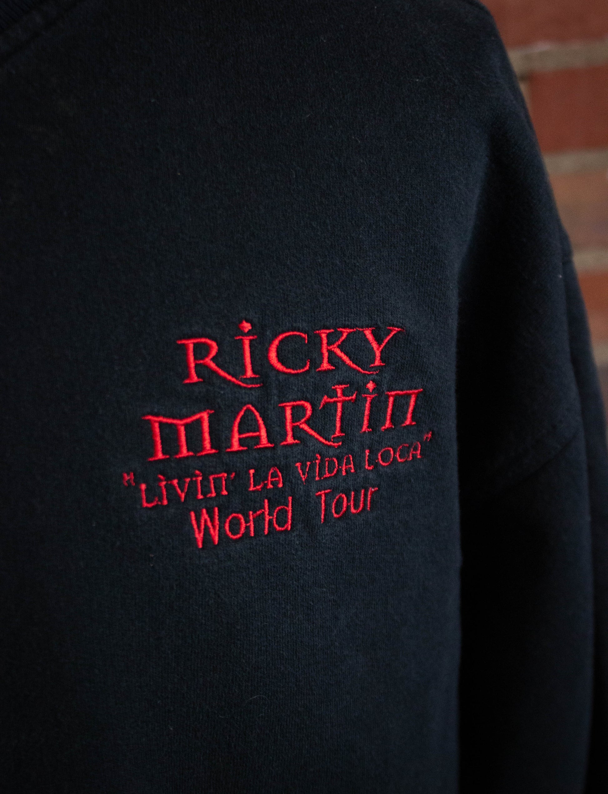 Vintage Ricky Martin Livin La Vida Loca World Tour Concert Sweatshirt 1999 Black XL