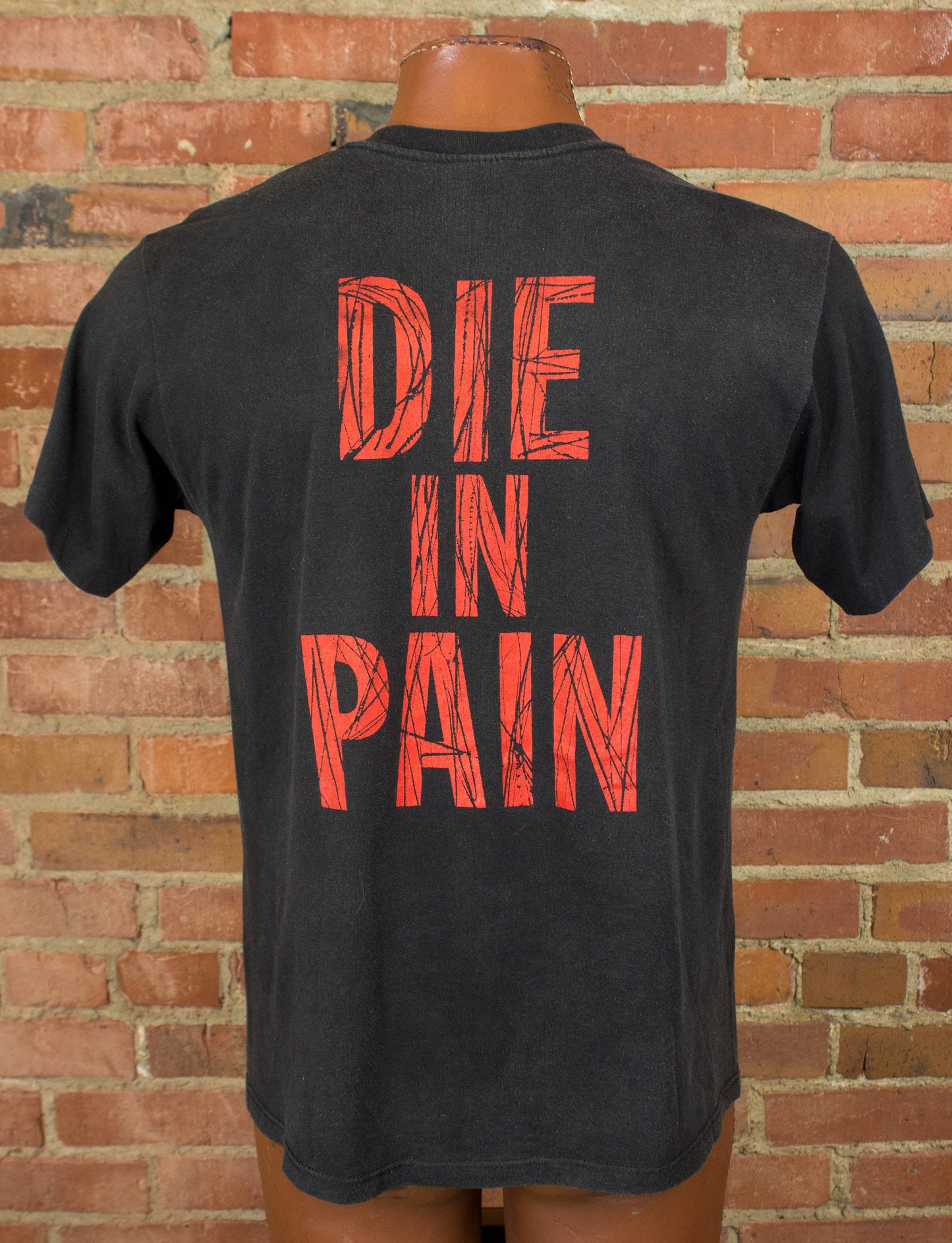 Vintage Rigor Mortis Concert T Shirt 1988 Die In Pain Faded Black Medium-Large