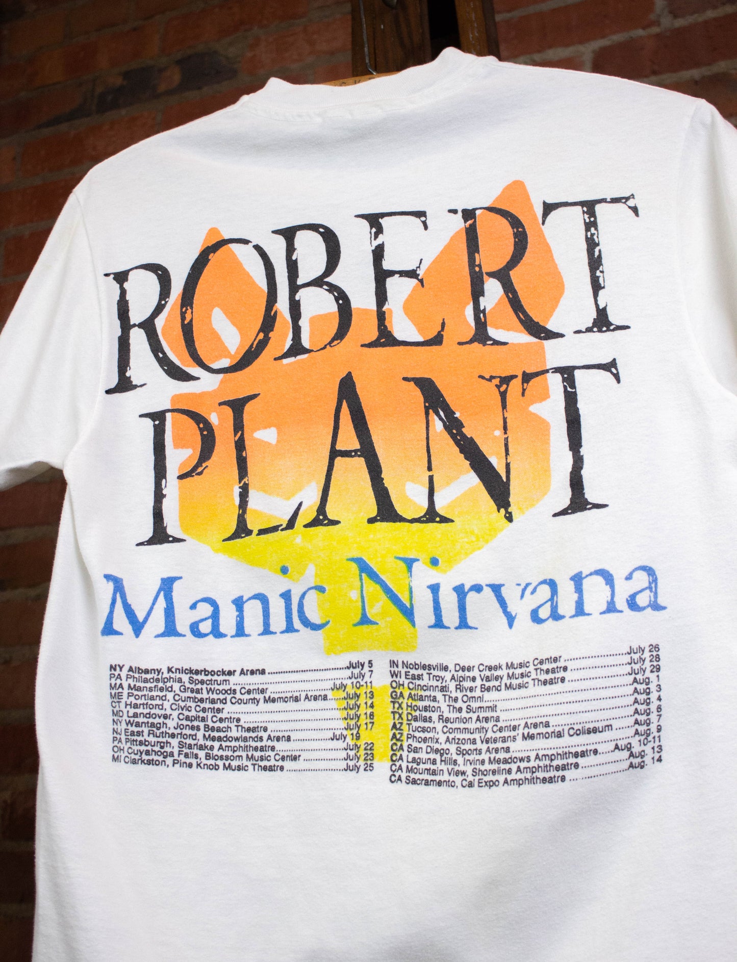 Vintage Robert Plant 1990 Manic Nirvana Concert T Shirt White Small