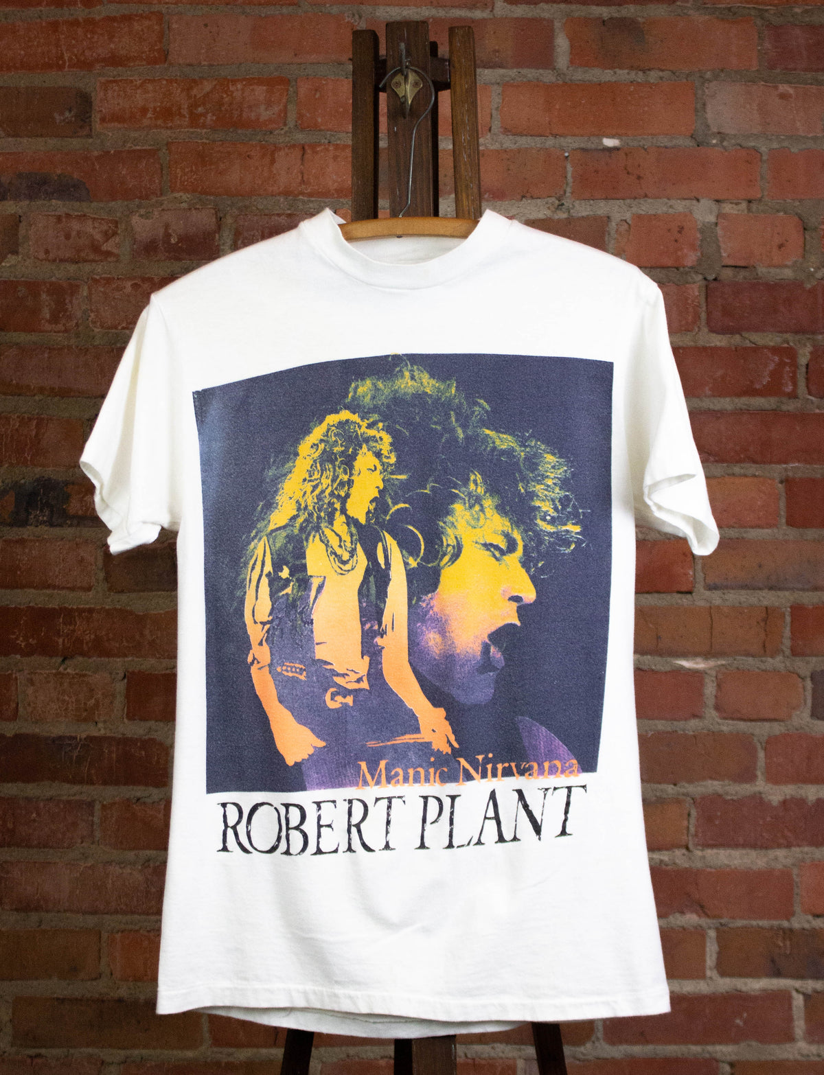 Vintage Robert Plant 1990 Manic Nirvana Concert T Shirt White 
