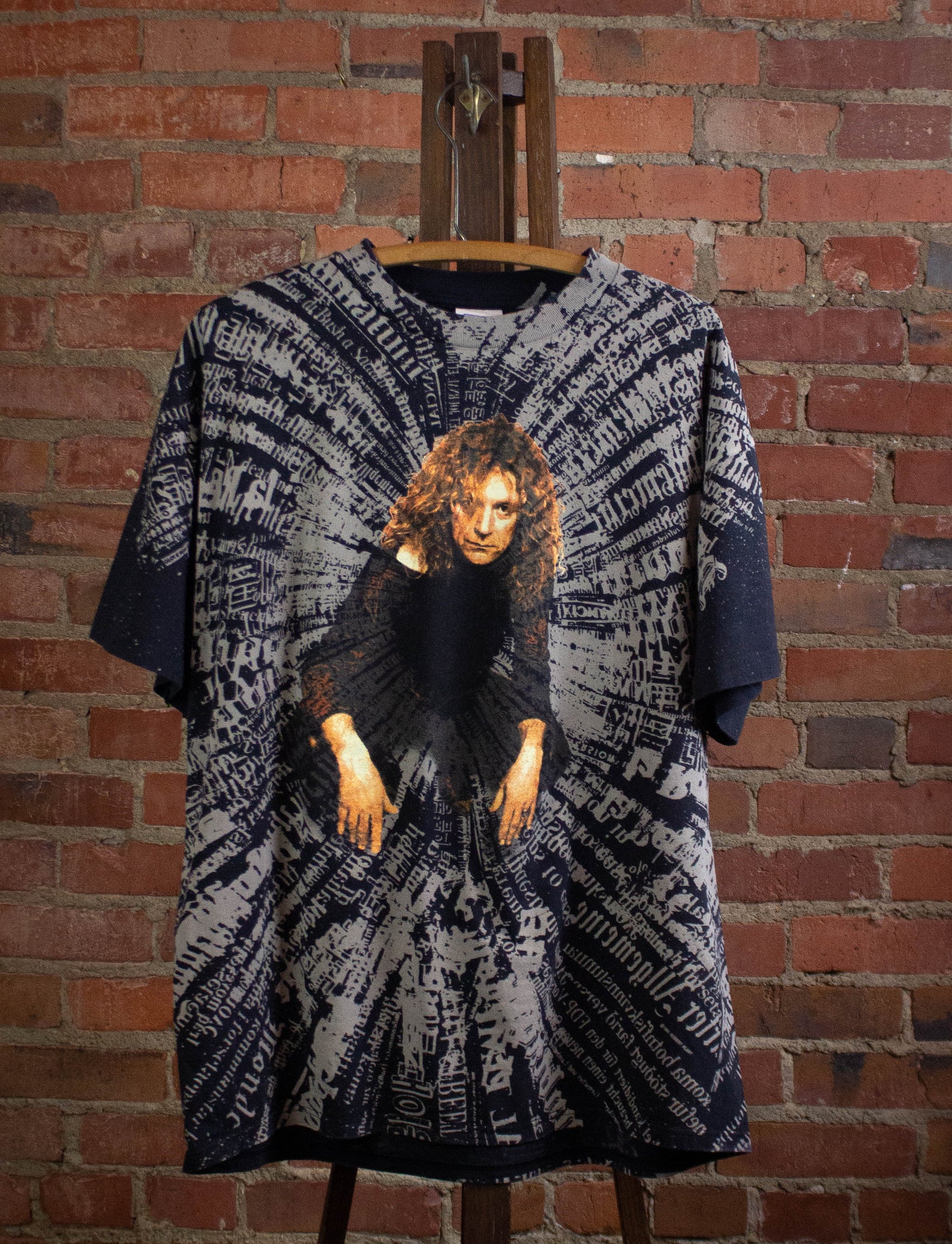 Vintage Robert Plant of Nations Over Print Concert T Shirt 19 – Black