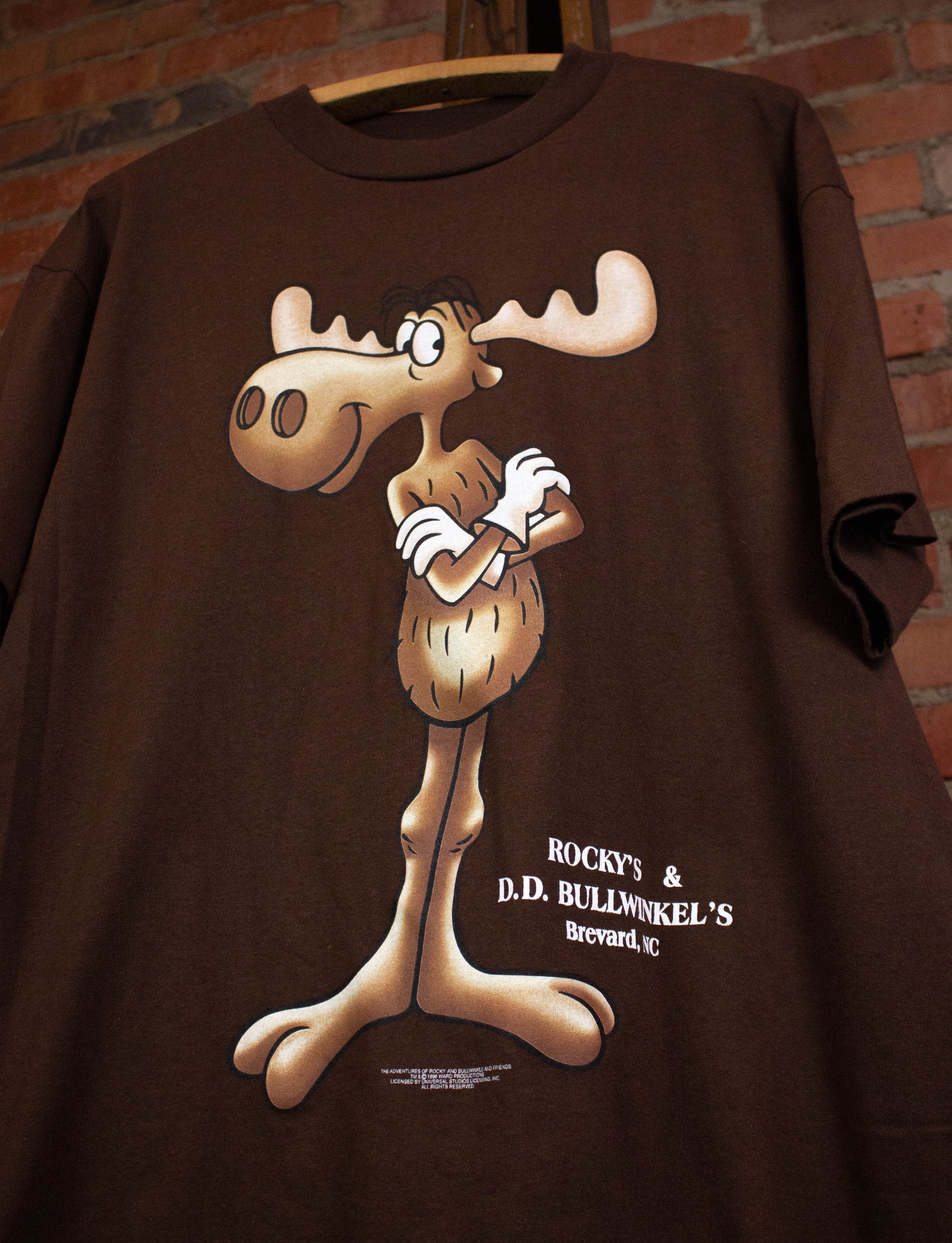 Vintage Rocky & Bullwinkle 1998 Graphic T Shirt Brown Large