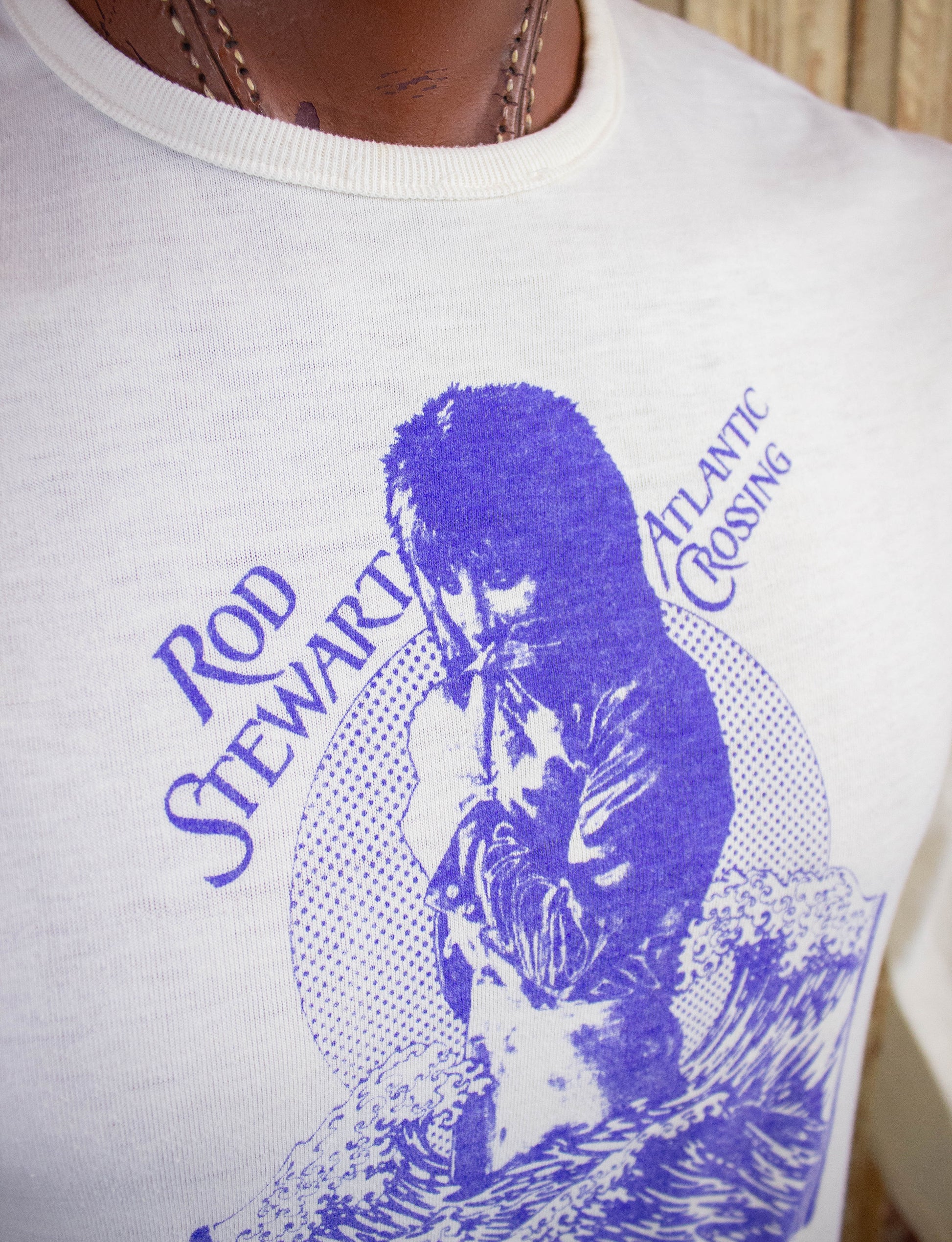 Vintage Rod Stewart Atlantic Crossing Long Sleeve Concert T Shirt 1975 White Large