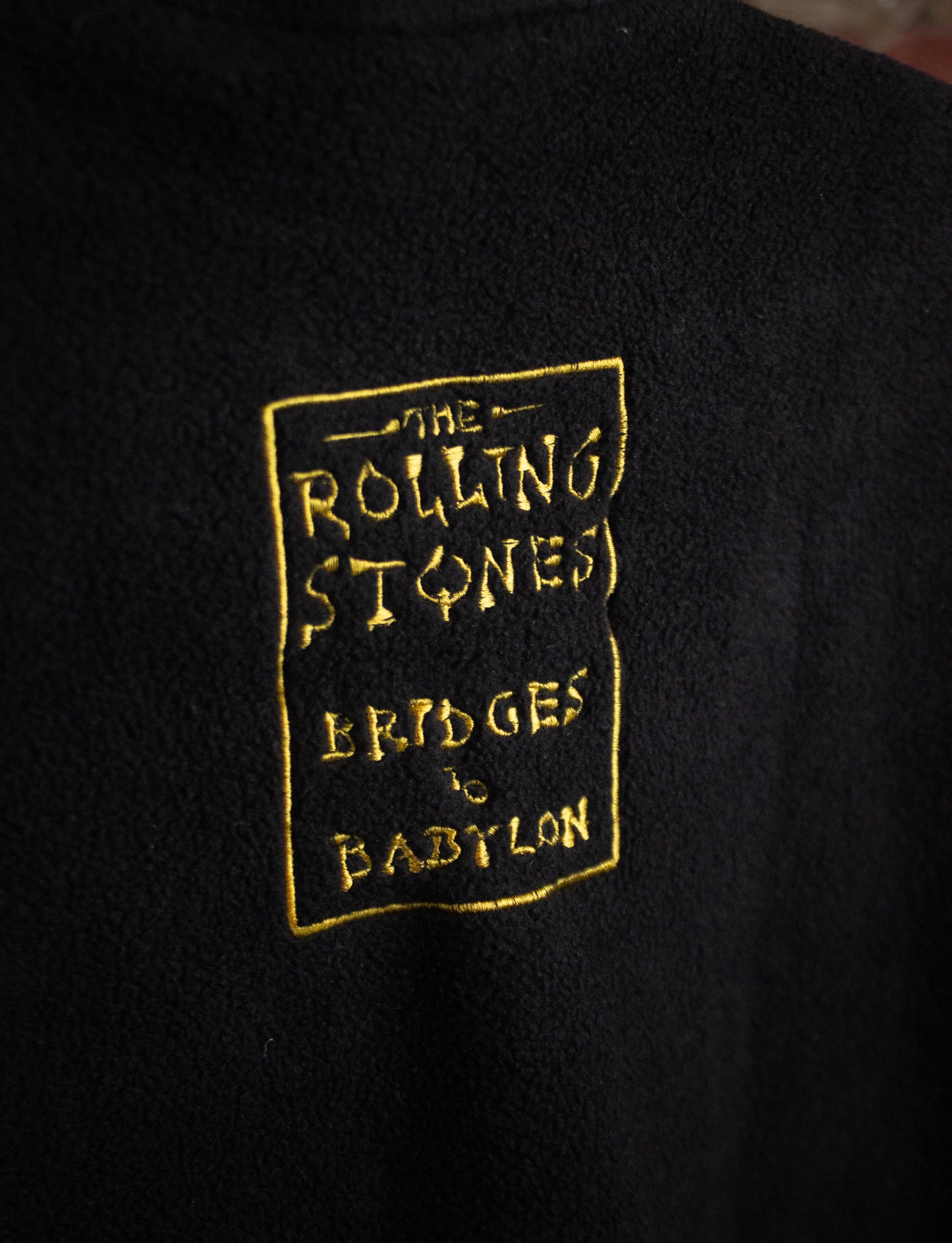 Vintage Rolling Stones Bridges To Babylon Fleece Zip Up Vest 1997 Black XL