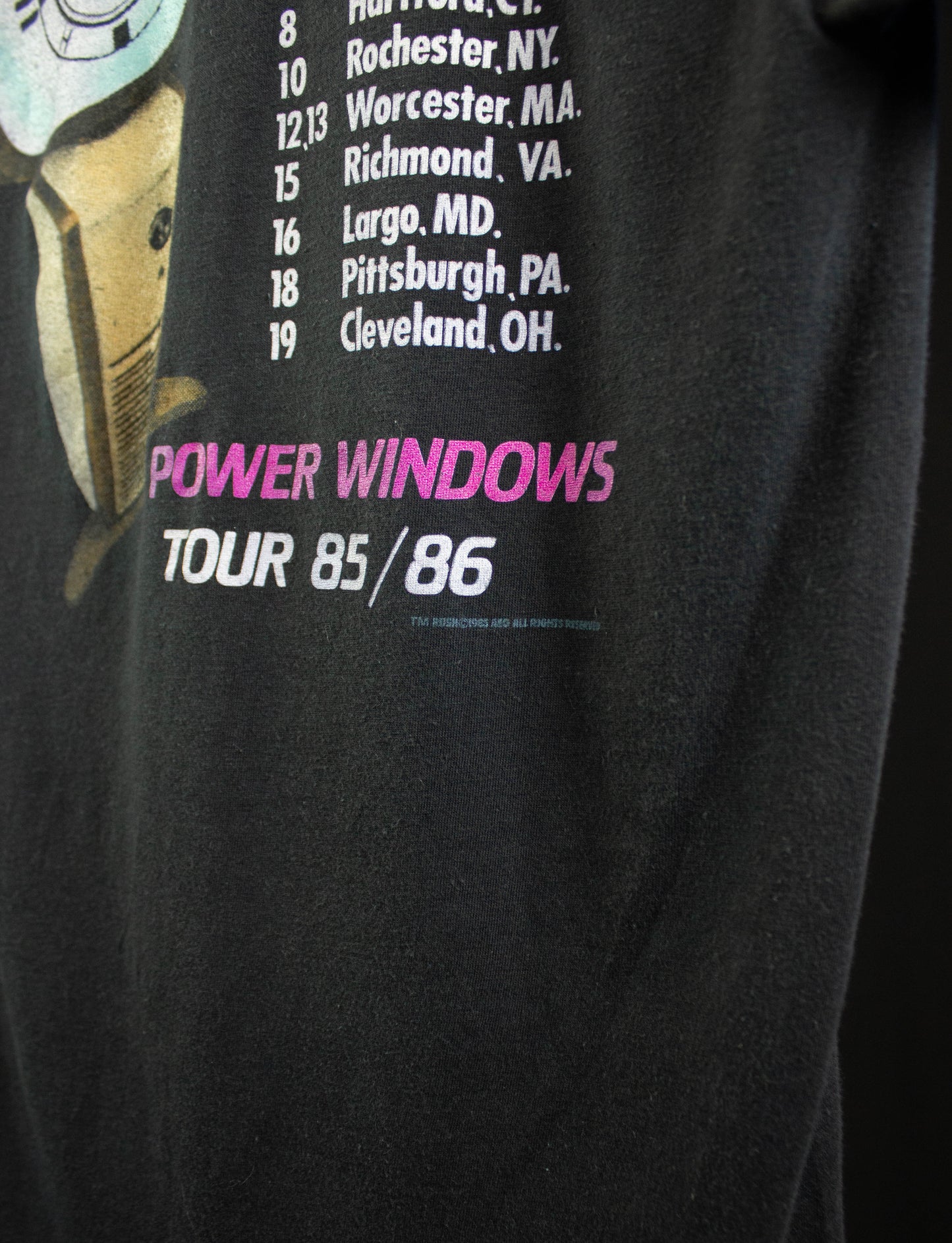 Vintage Rush Concert T Shirt 1985 Power Windows Tour Black Small
