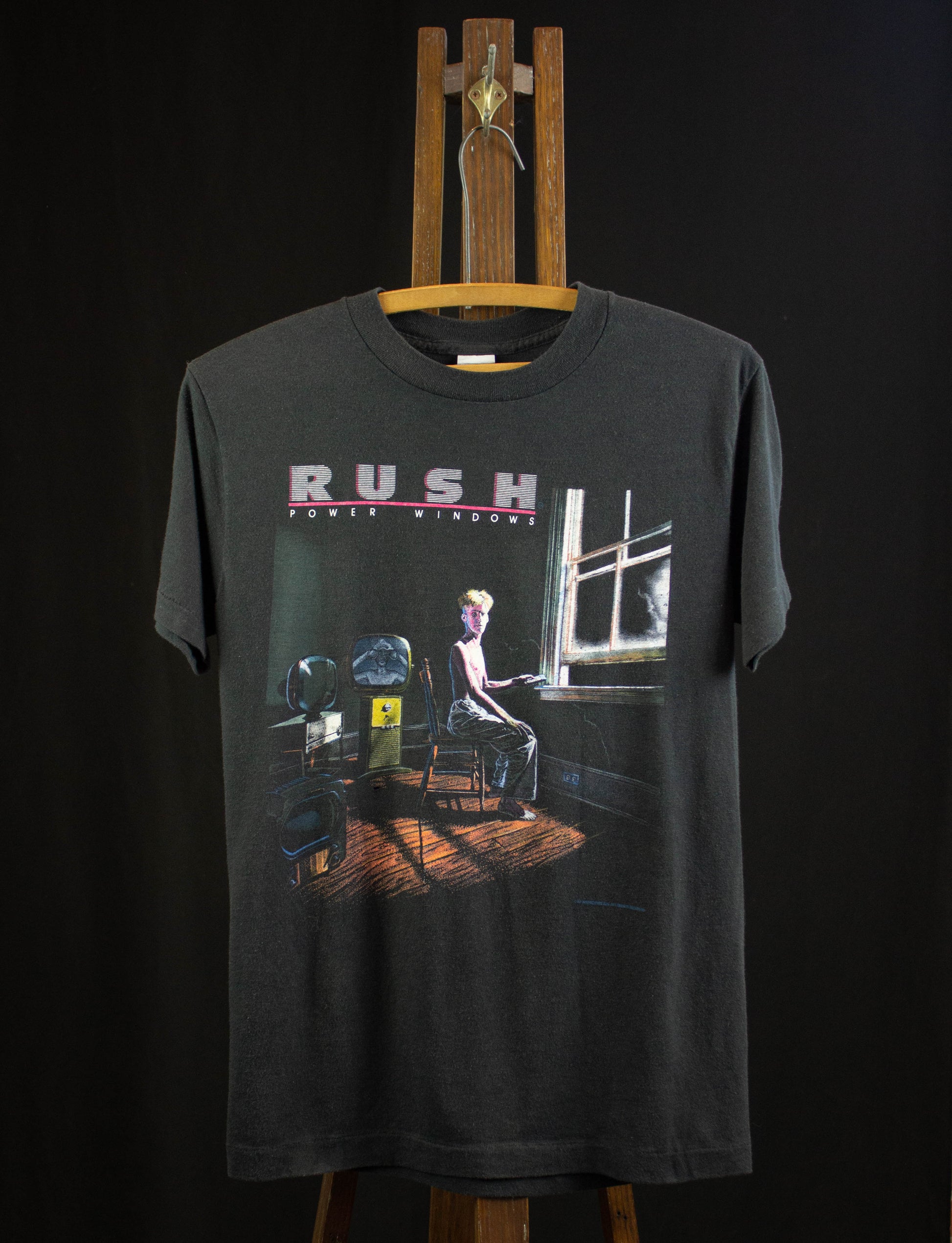 Vintage Rush Concert T Shirt 1985 Power Windows Tour Black Small