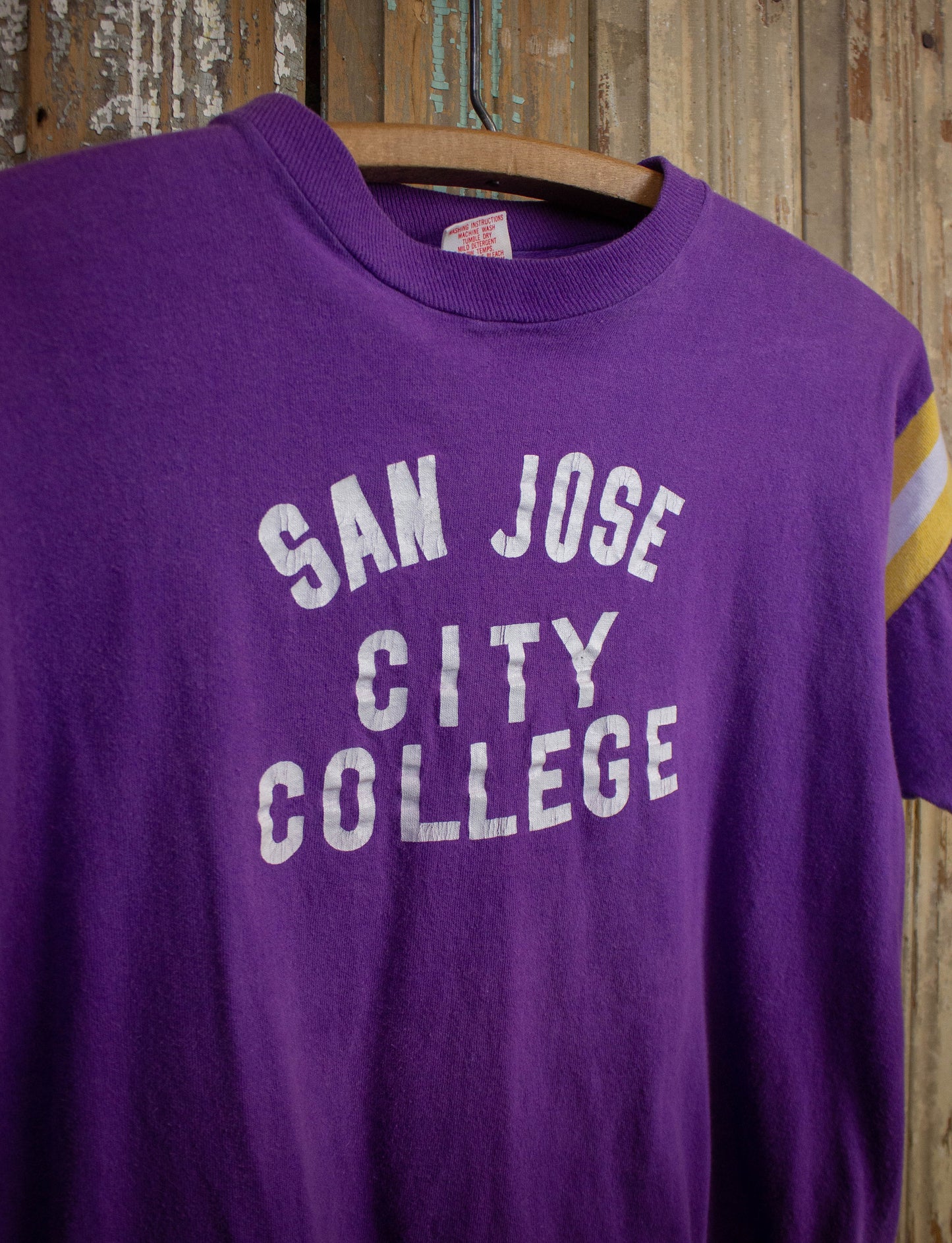 Vintage San Jose City College Graphic T Shirt 70s Purple Small