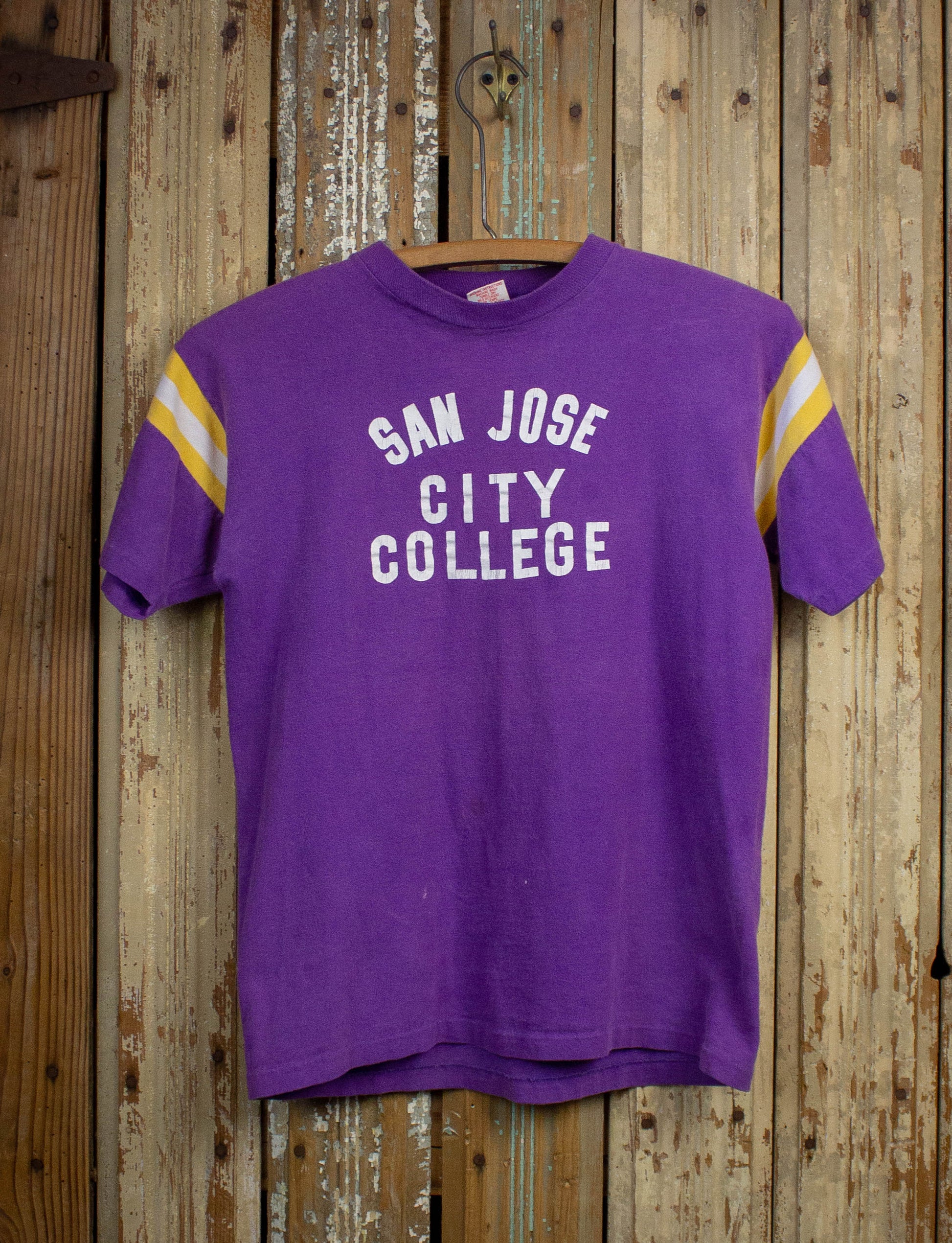Vintage San Jose City College Graphic T Shirt 70s Purple Small