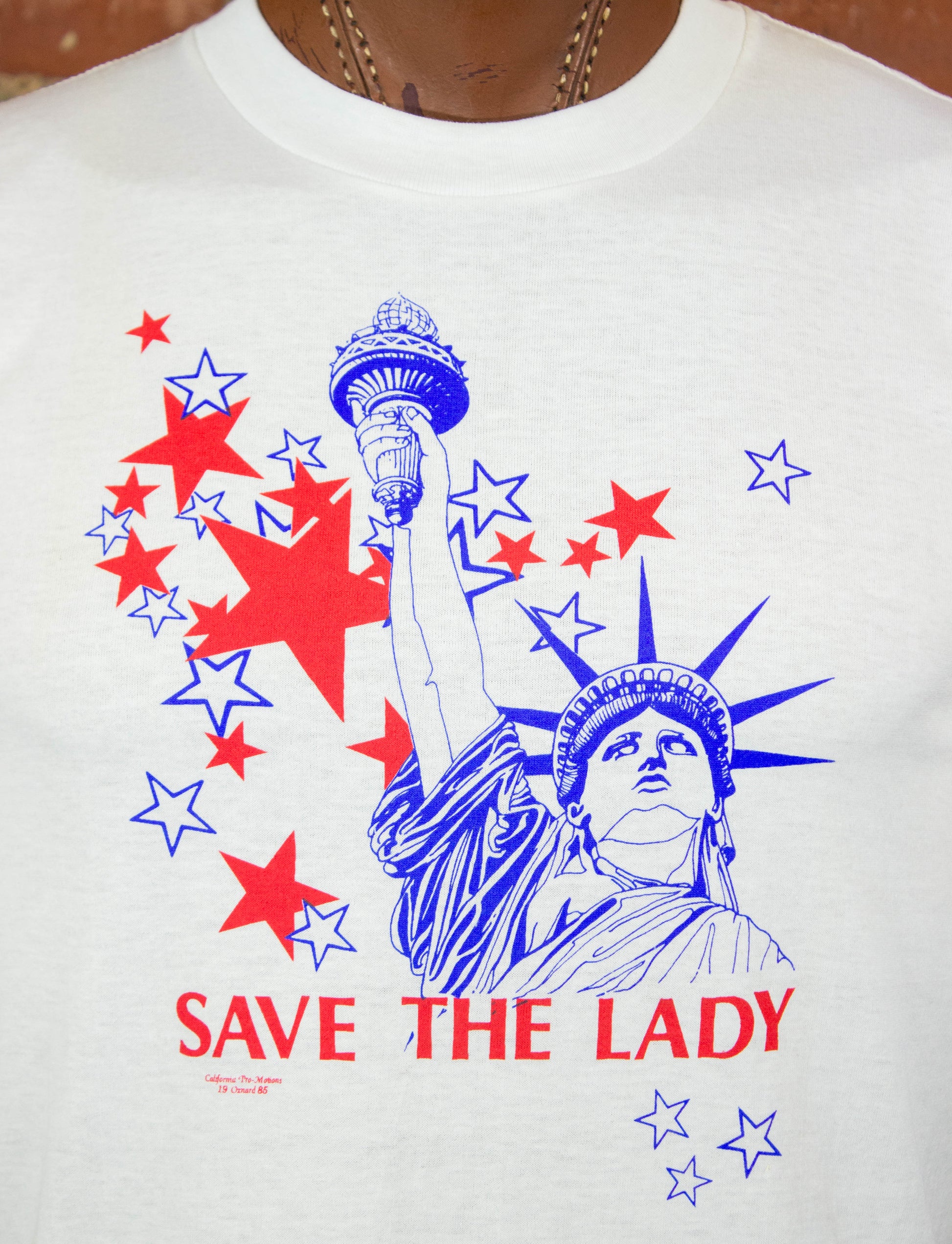 Vintage Save The Lady Graphic T Shirt 1986 Statue of Liberty White Red and Blue Multiple Sizes