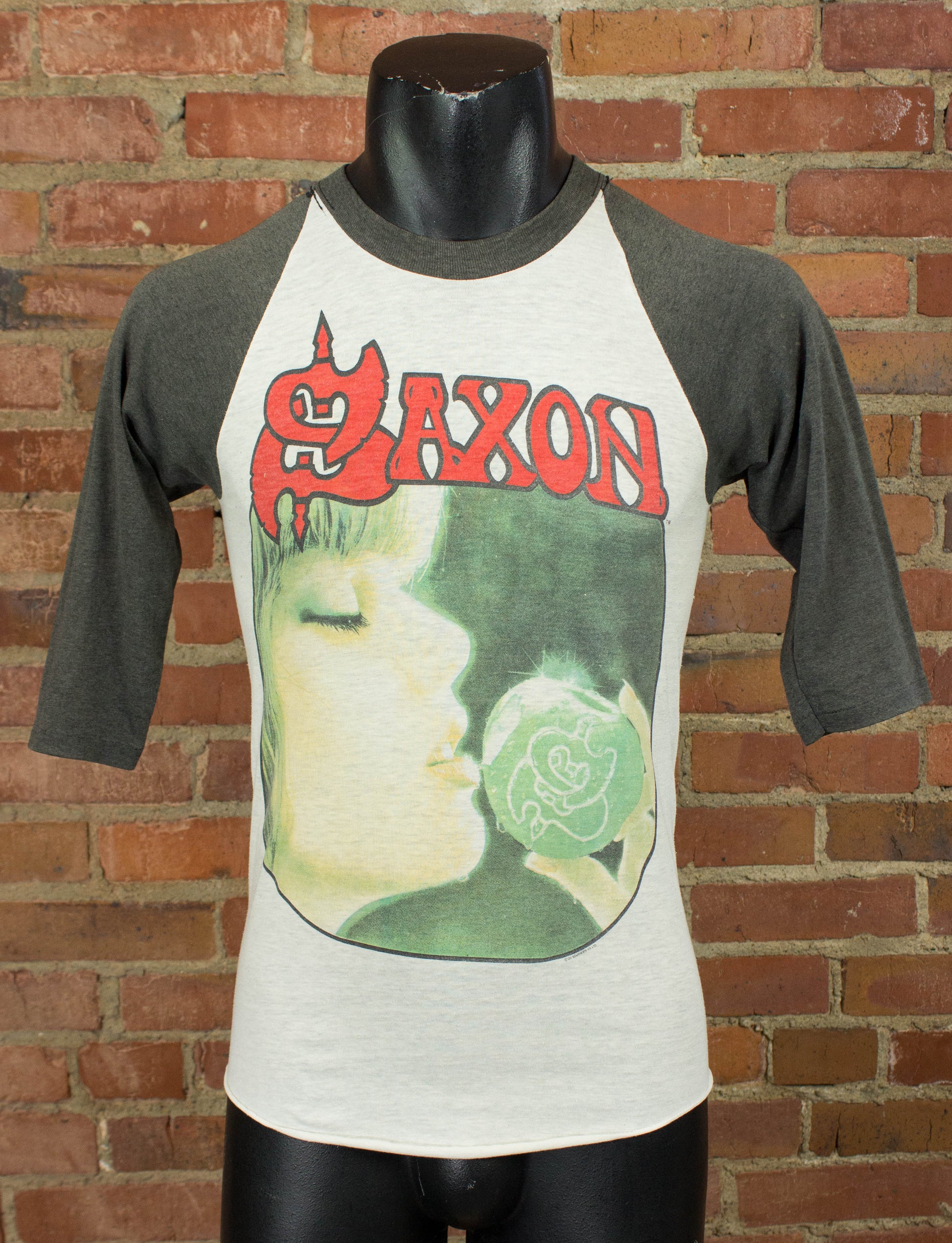 Vintage Saxon Concert T Shirt 1986 World Tour Raglan Jersey Small