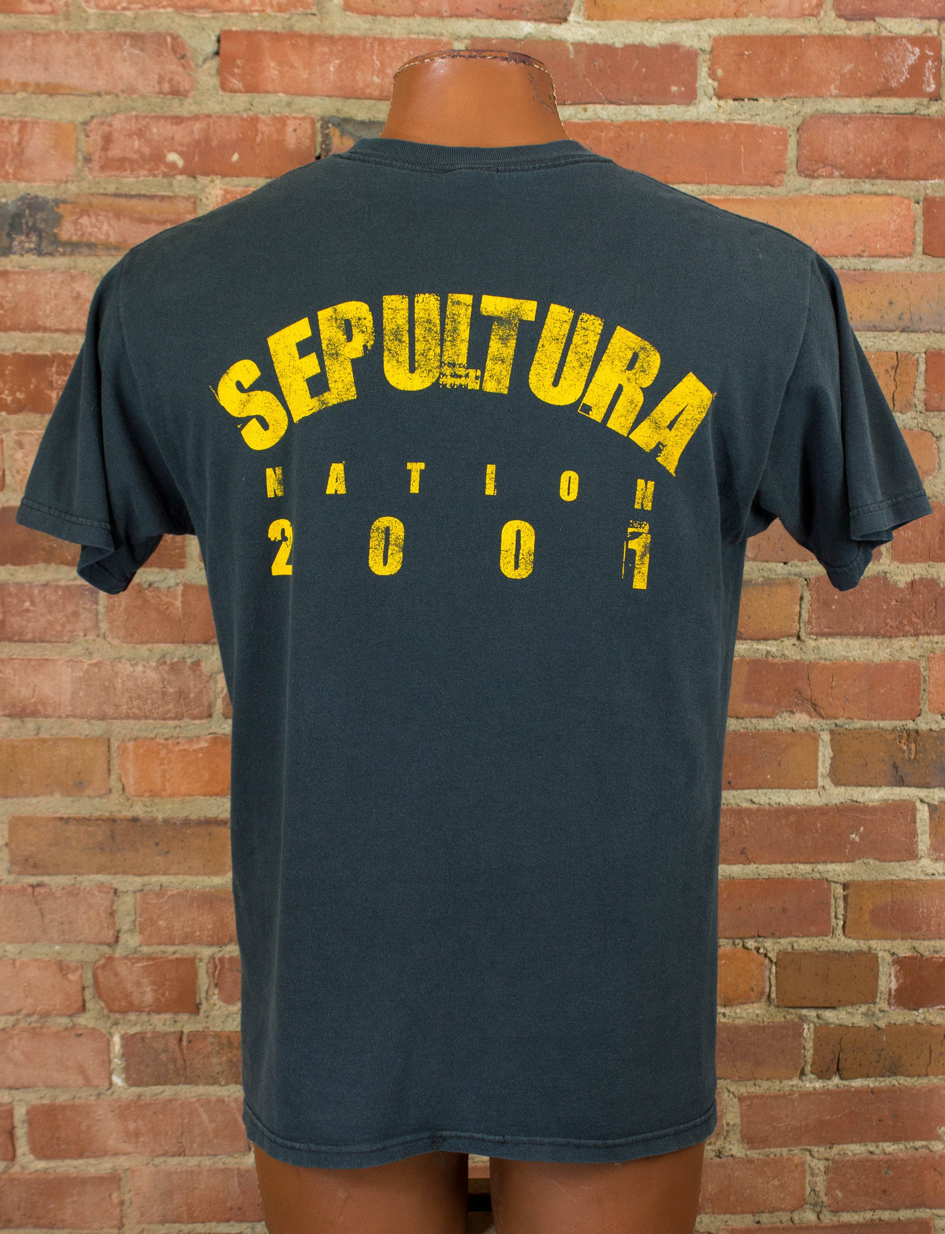 Vintage Sepultura Concert T Shirt 2001 Nation Tour Black and Yellow Large