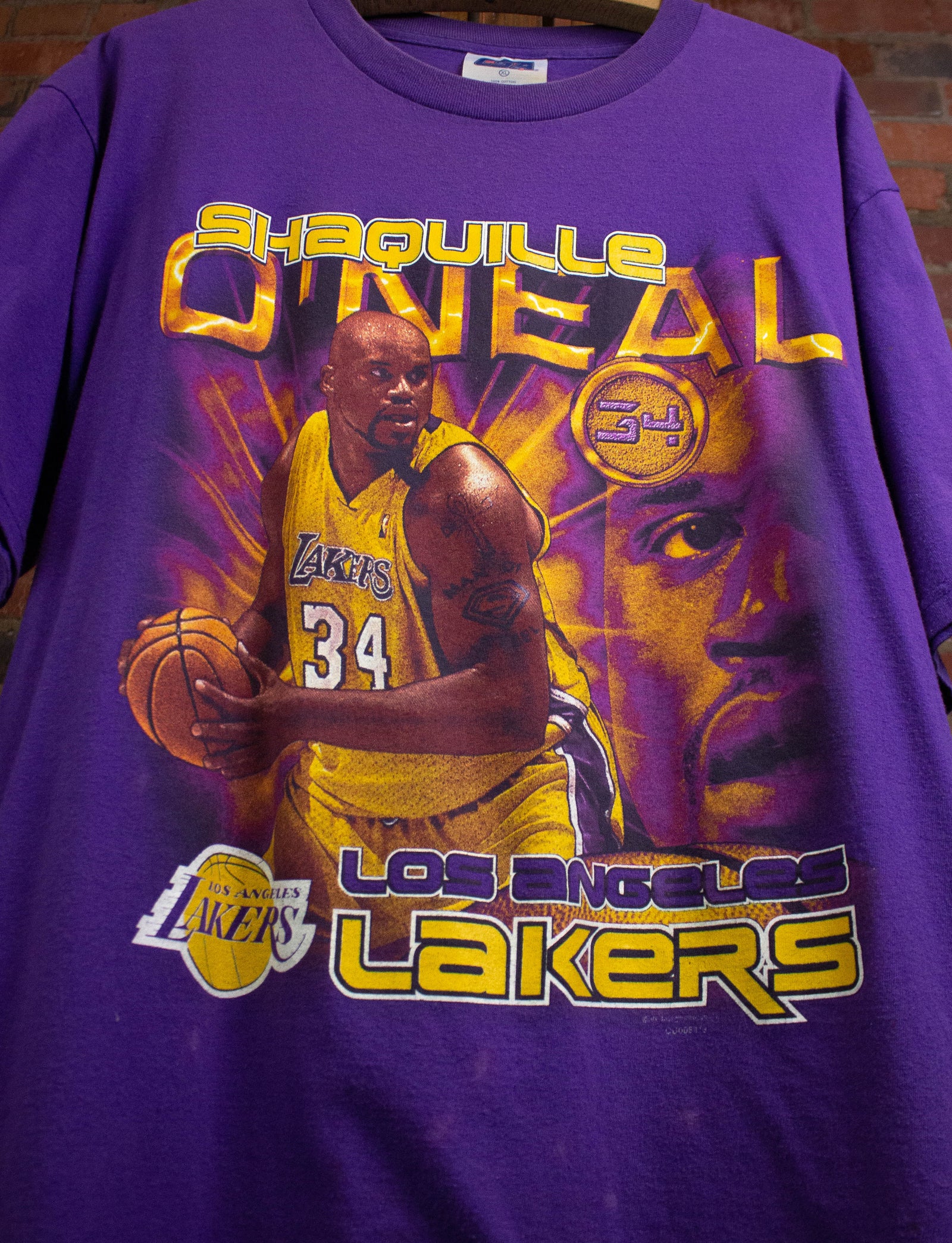 Shaquille O'Neal NBA Los Angeles Lakers Tee T Shirt Size M Made In USA  Vintage