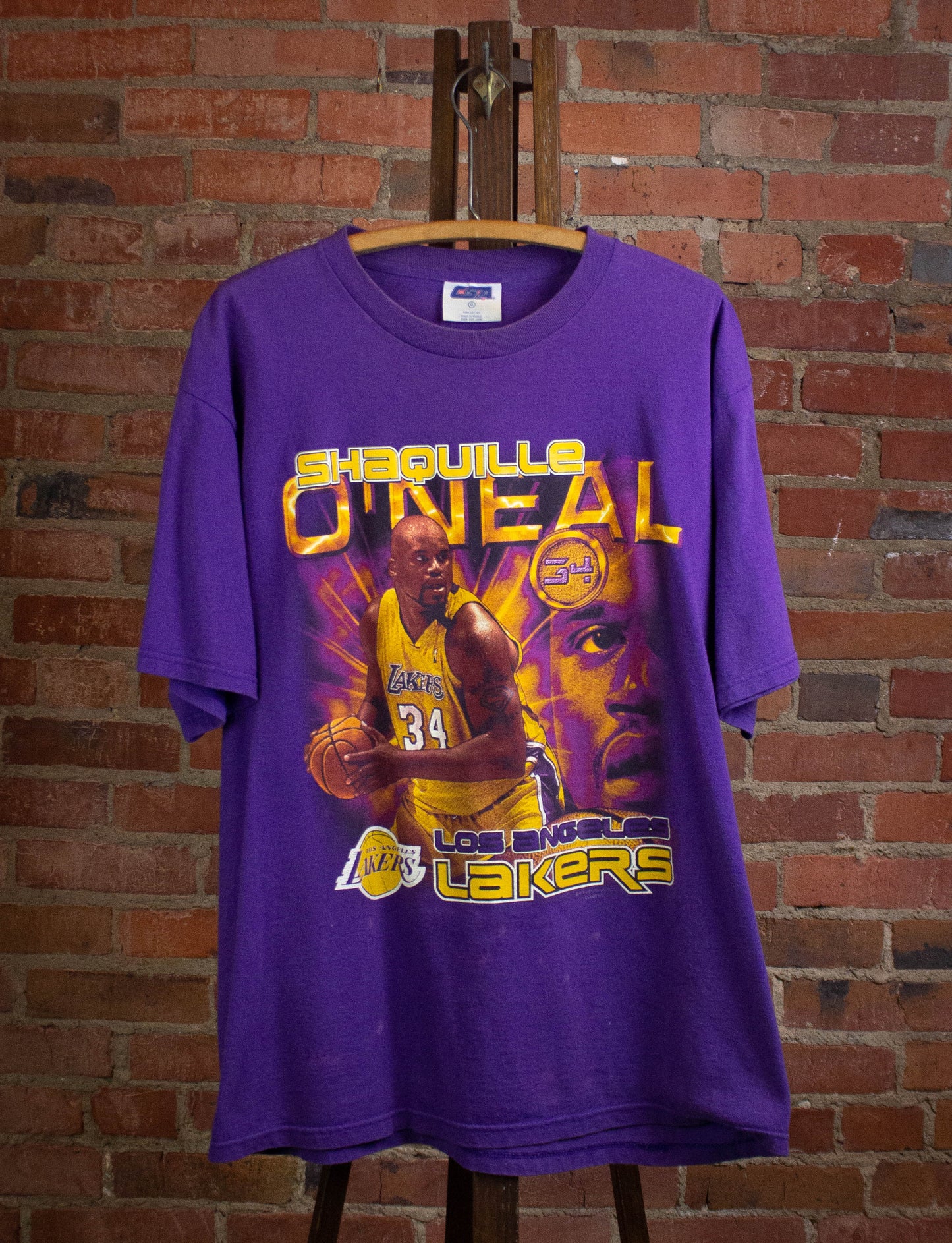 Vintage Shaquille O'Neal Los Angeles Lakers Graphic T Shirt 90s Purple XL