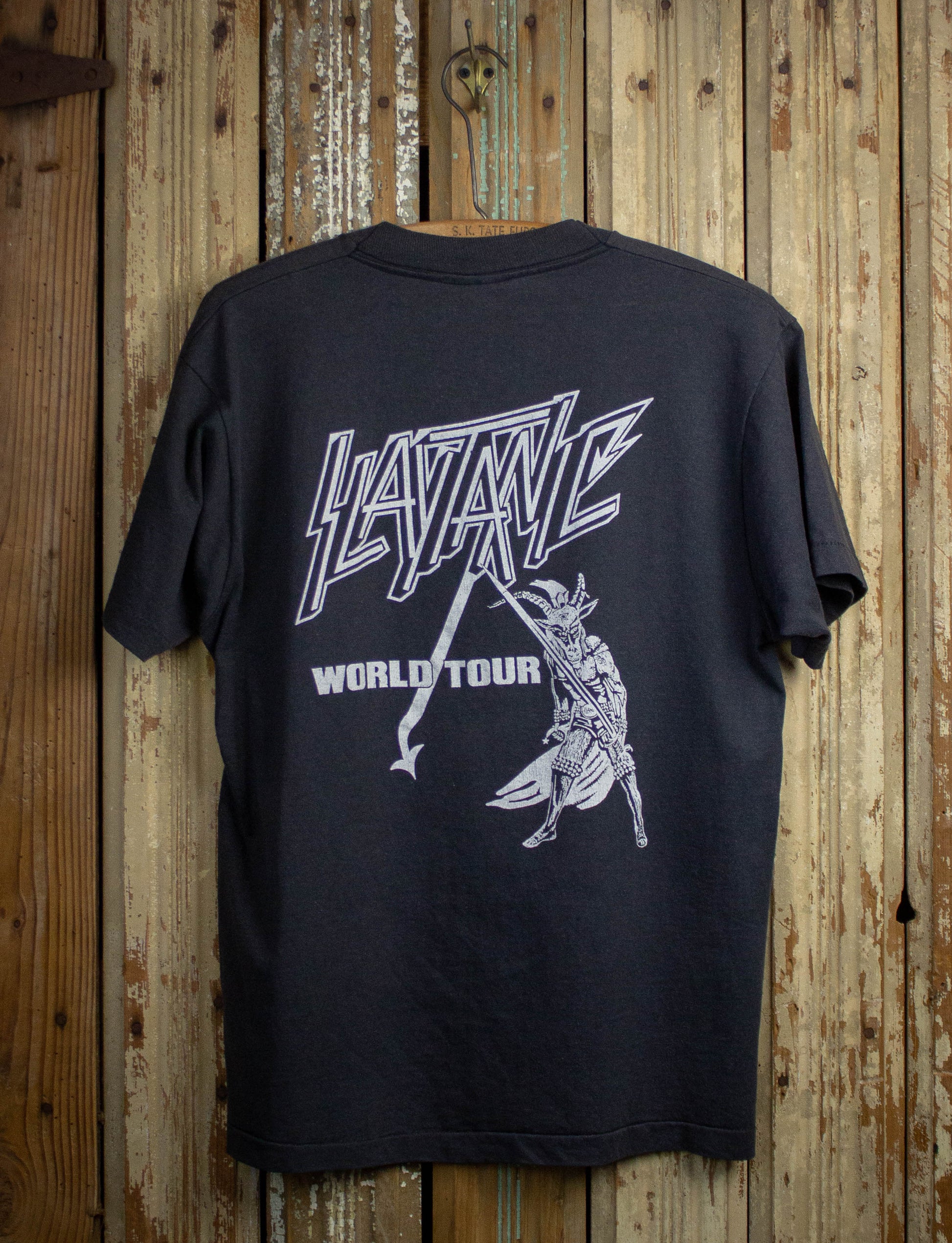 Vintage Slayer Slatanic Wehrmacht Concert T Shirt 80s Black Large