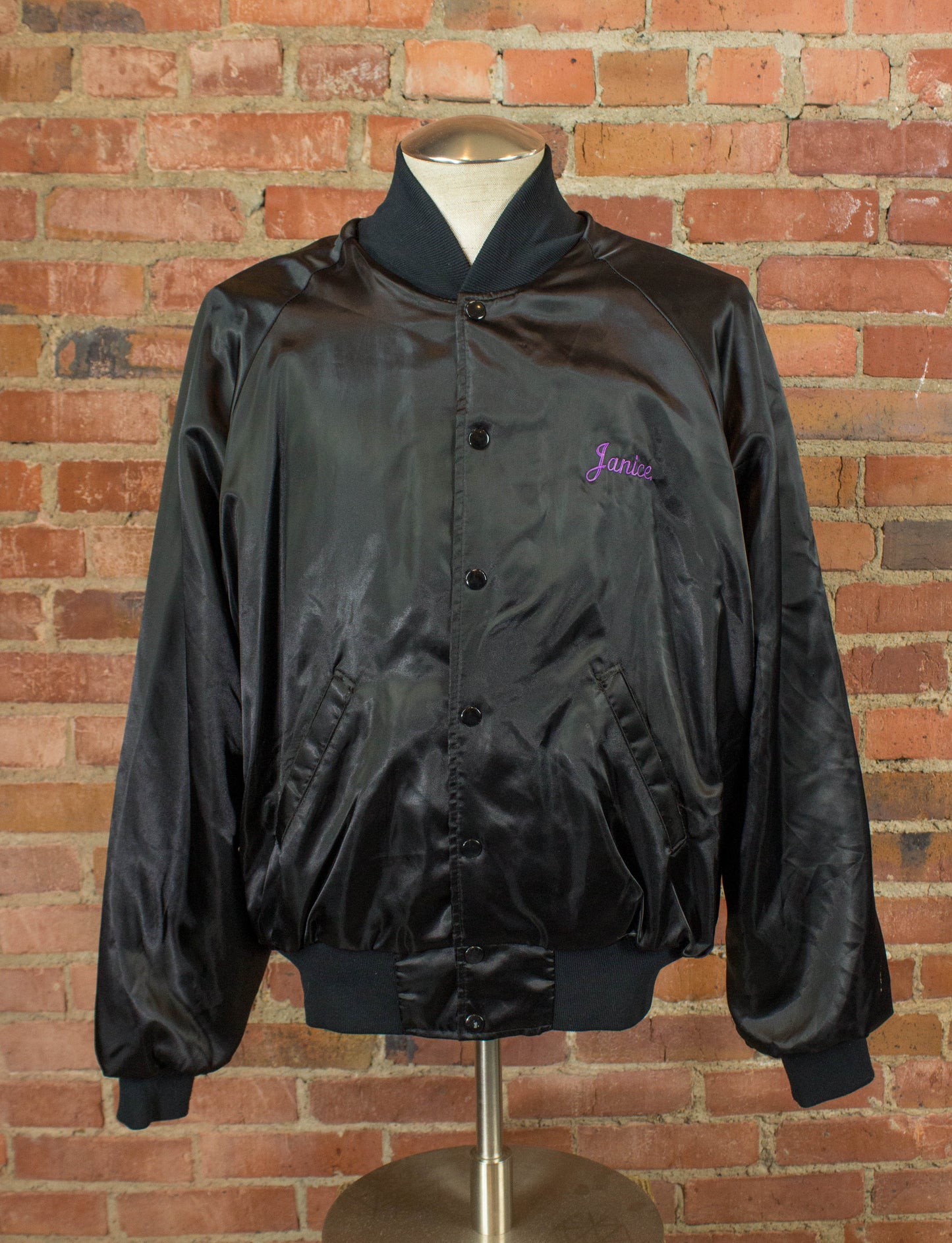 Vintage Southern Starlite Cloggers Satin Jacket 80s Black and Purple "Janice" XL