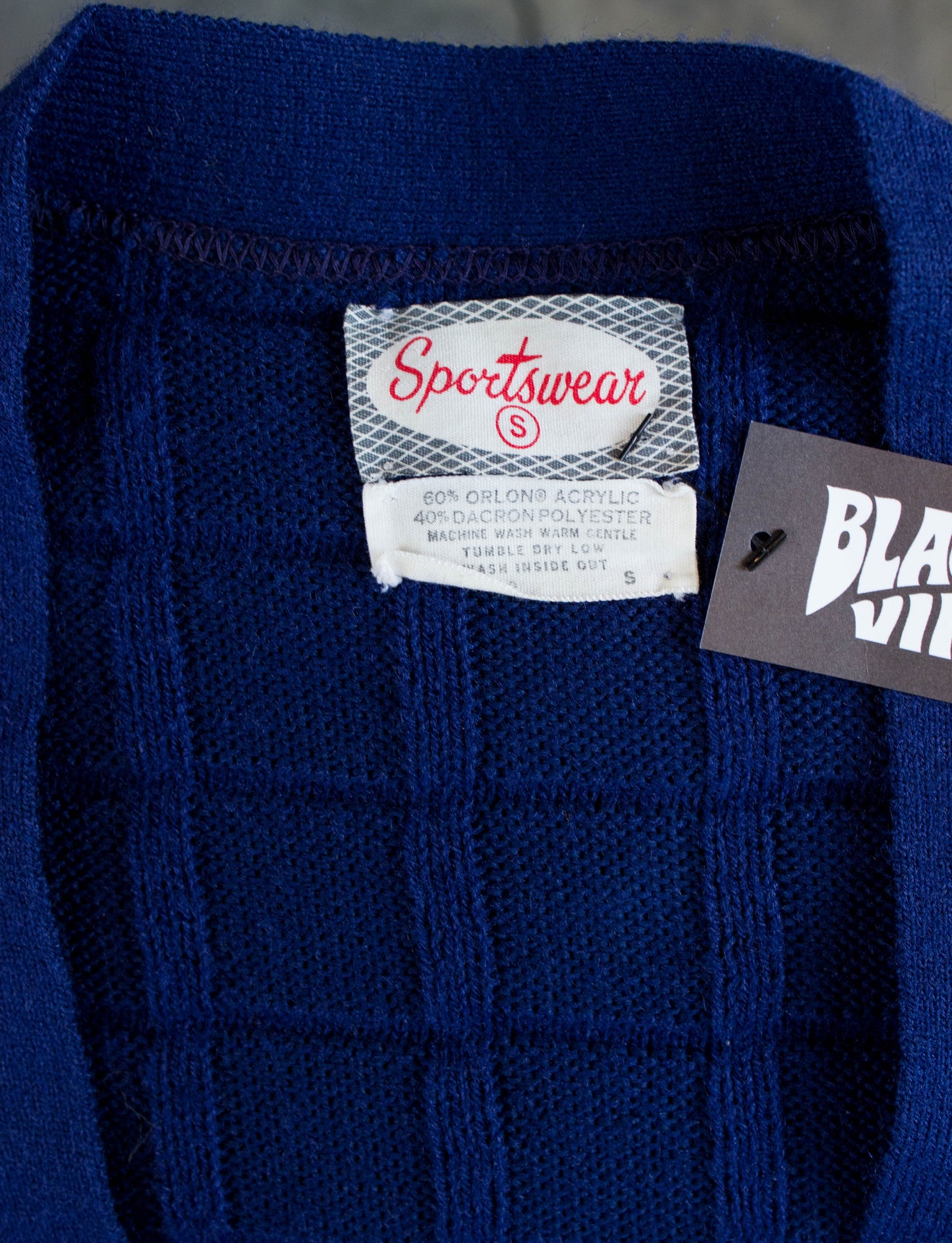 Vintage Sportswear Wood Button Blue Cardigan Unisex Small
