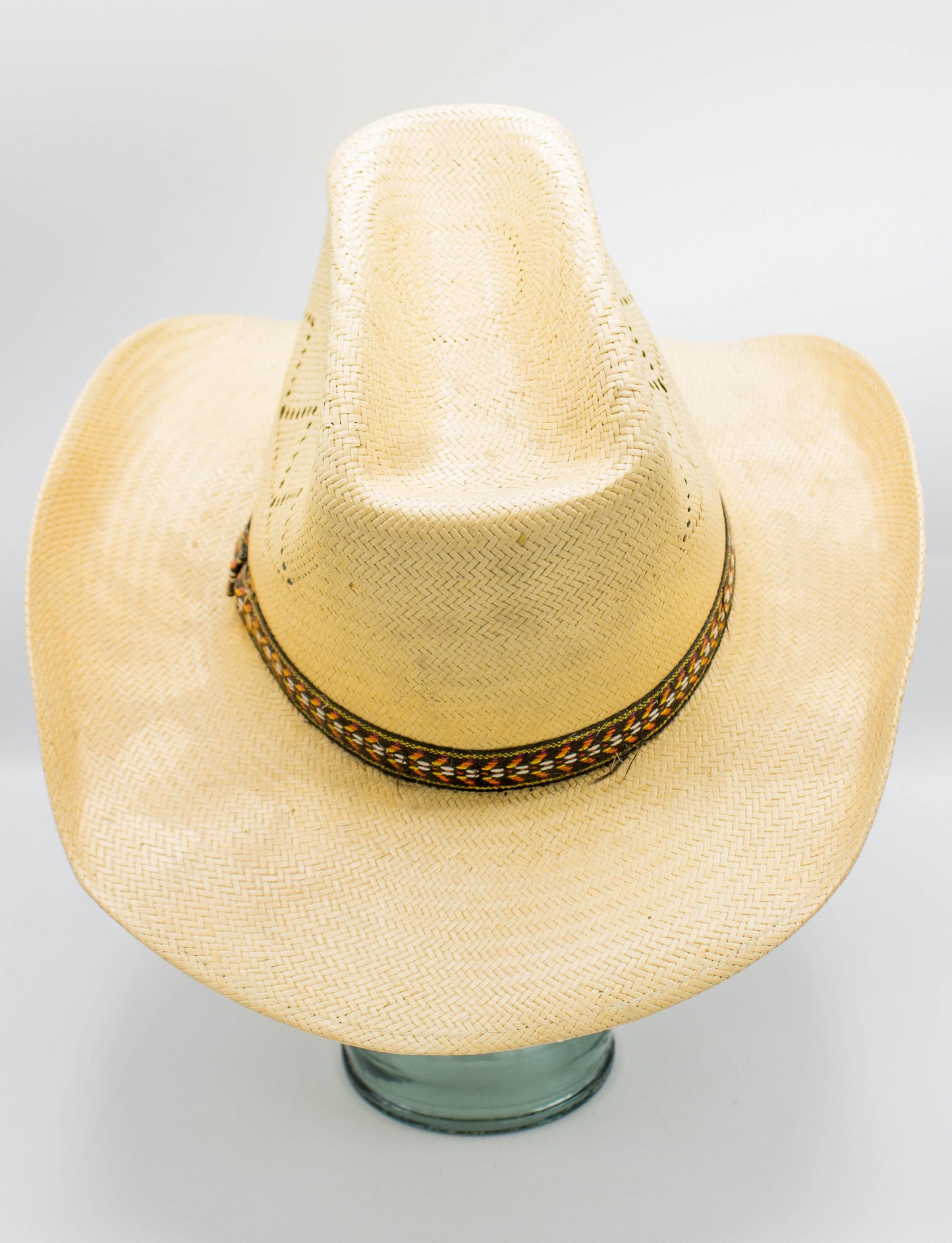 Vintage Stomper 70s Tall Straw Cowboy Hat Size 6 7/8