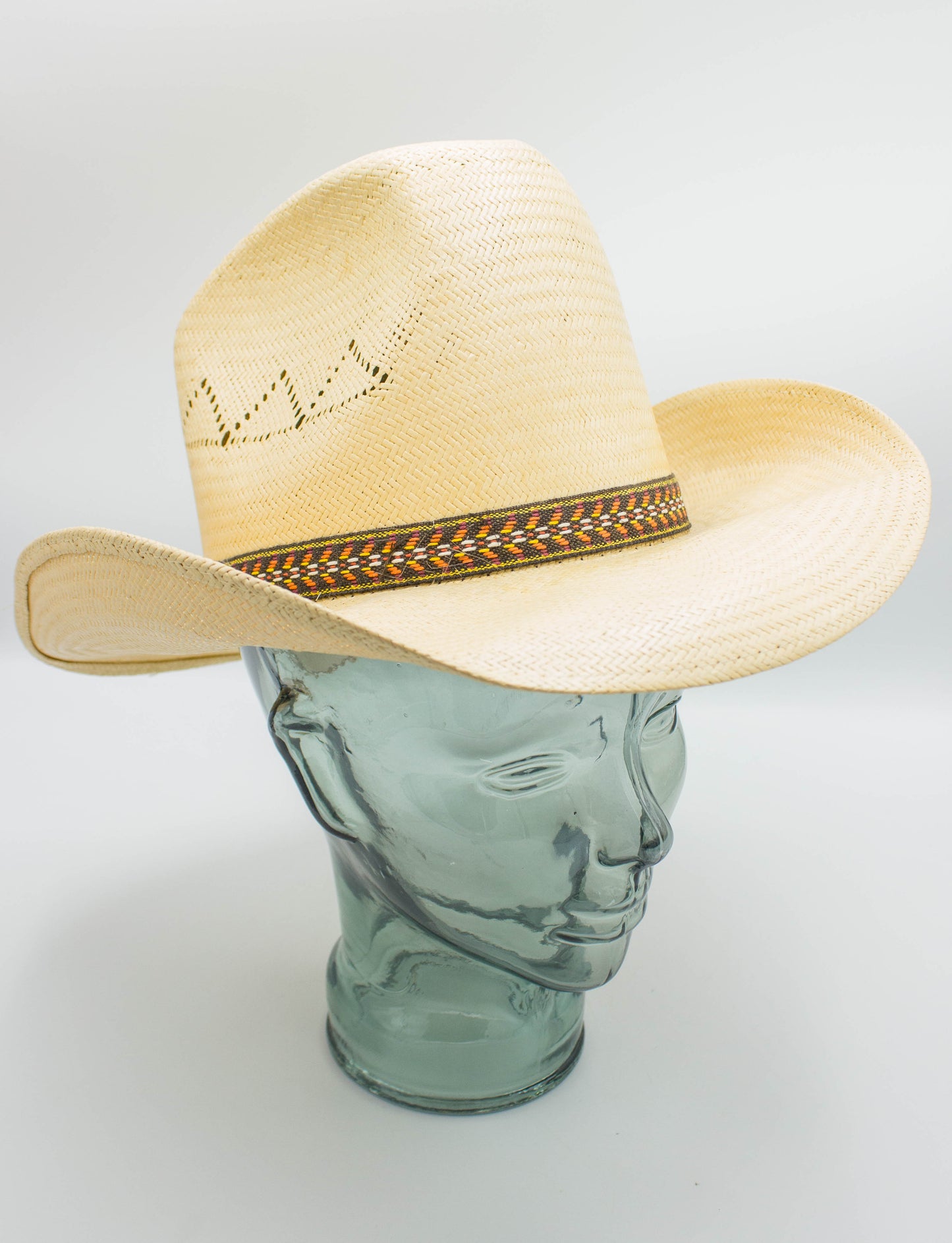 Vintage Stomper 70s Tall Straw Cowboy Hat Size 6 7/8
