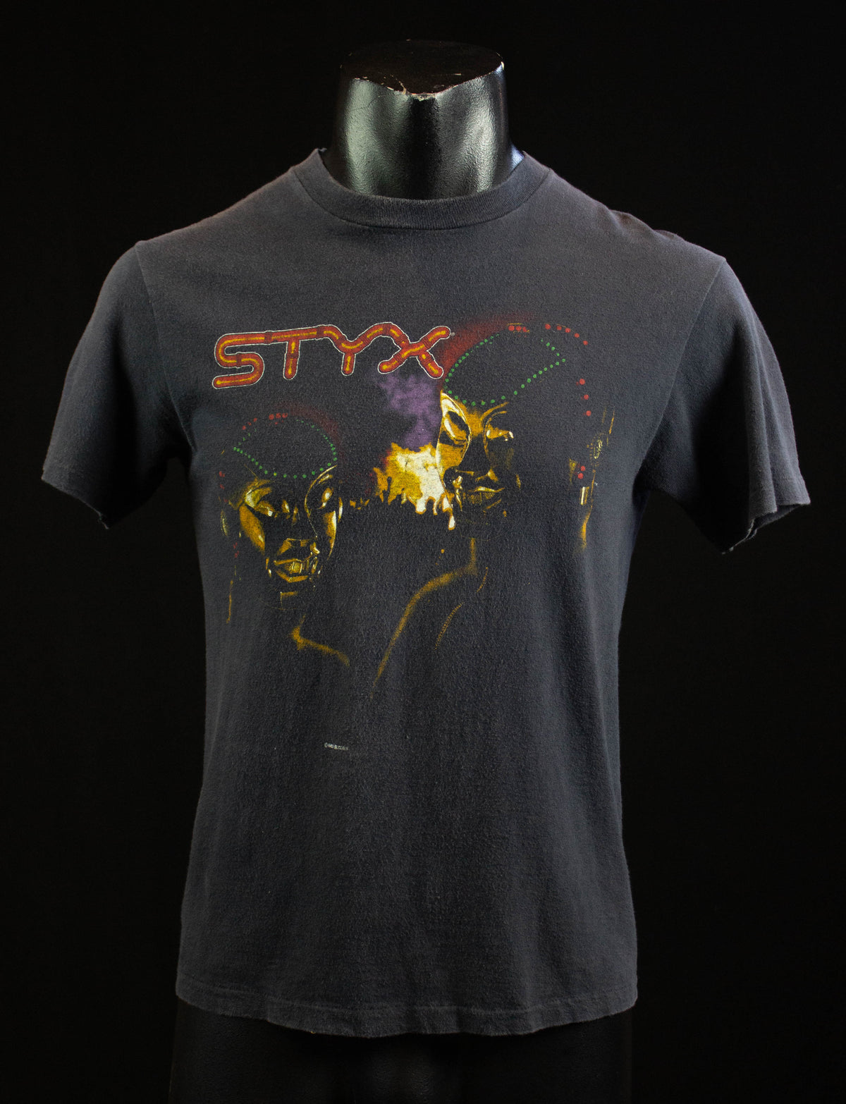 Vintage Styx Concert T Shirt 1983 Kilroy Was Here Tour Faded Black 