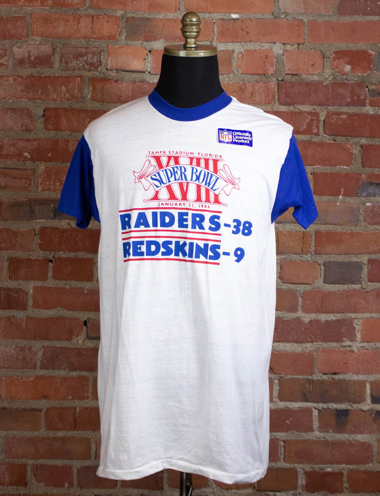 Vintage Super Bowl XVIII Deadstock Ringer Graphic T Shirt 1984 White a –  Black Shag Vintage