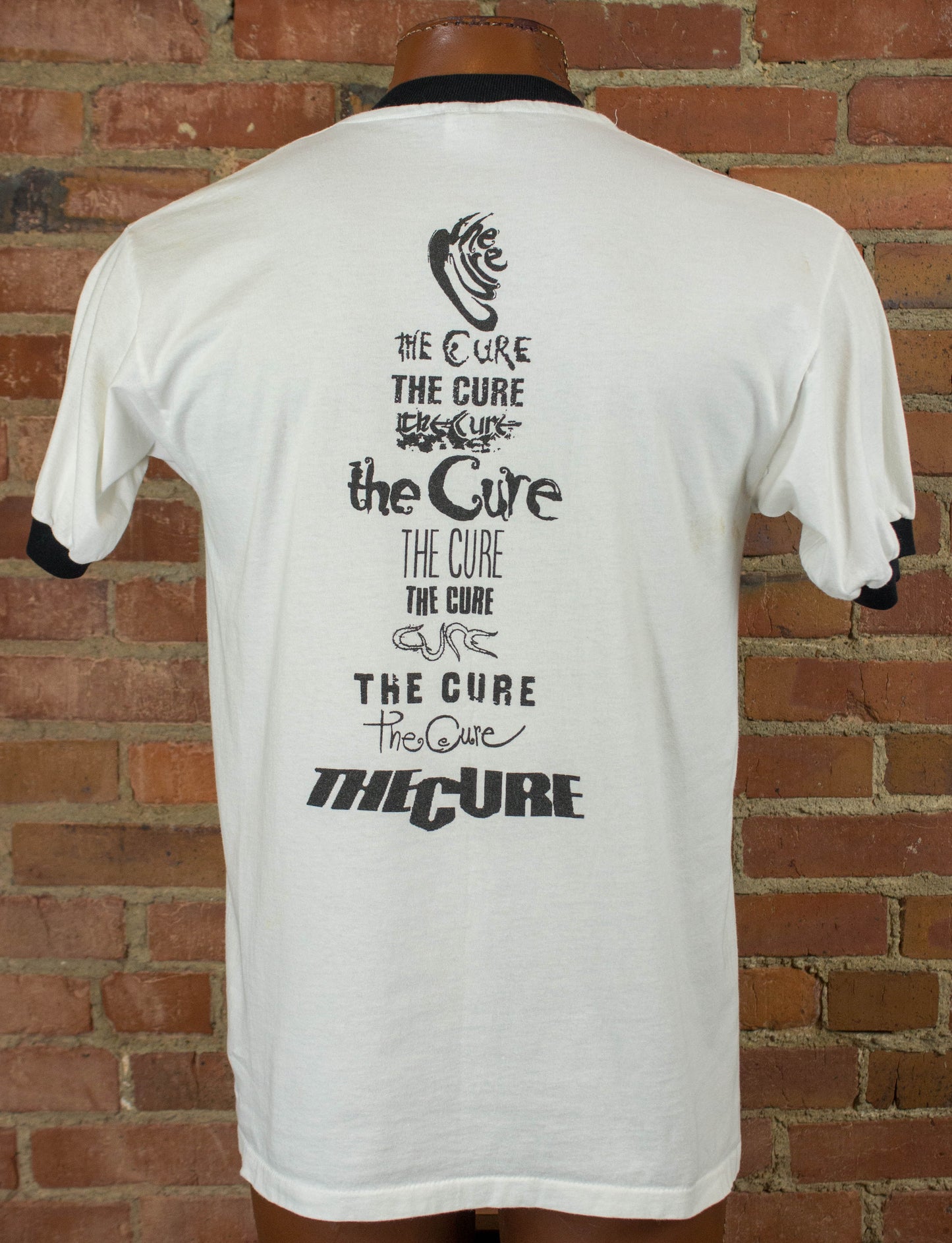 Vintage The Cure Concert T Shirt 90s Logos White and Black Ringer Large