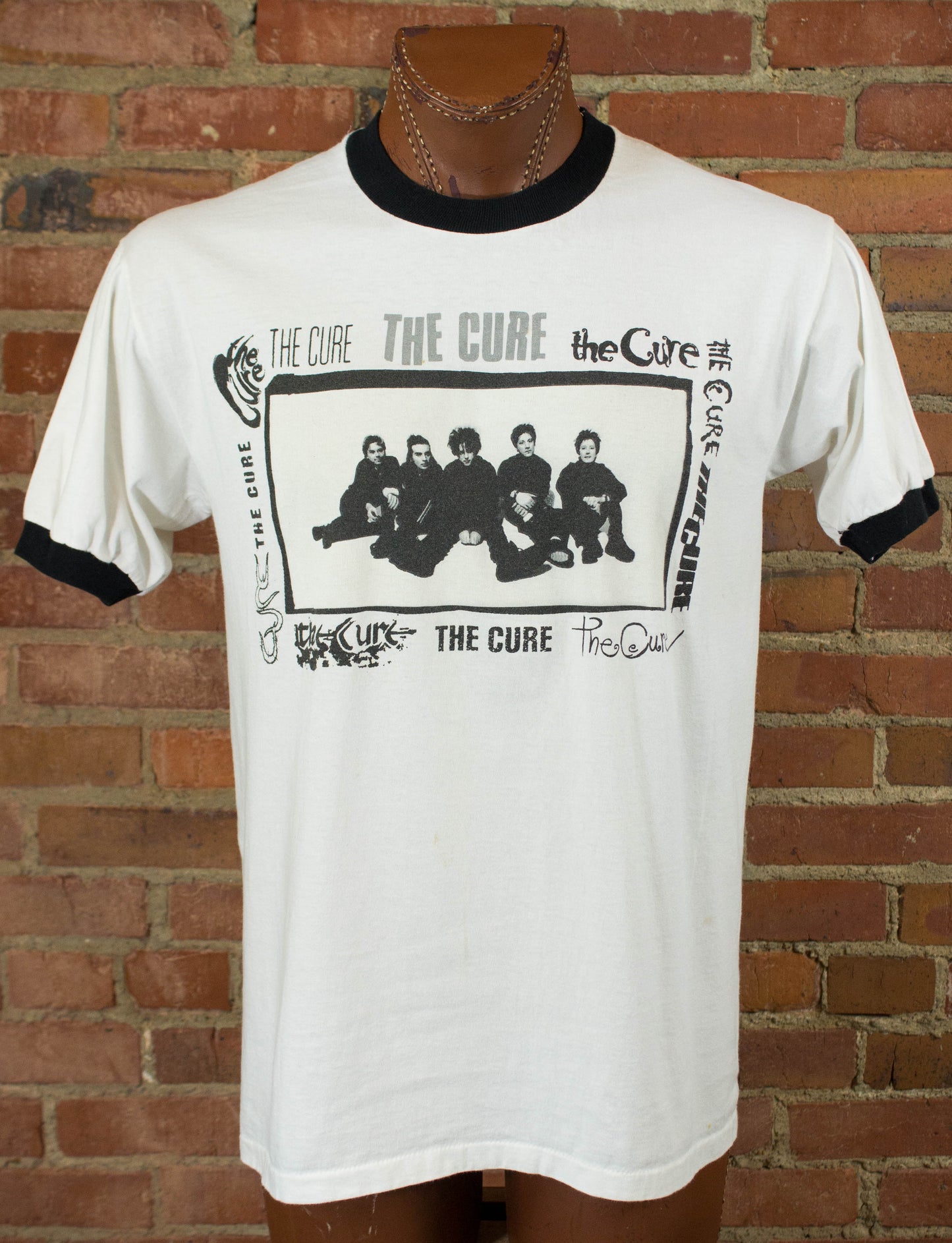 Vintage The Cure Concert T Shirt 90s Logos White and Black Ringer Large