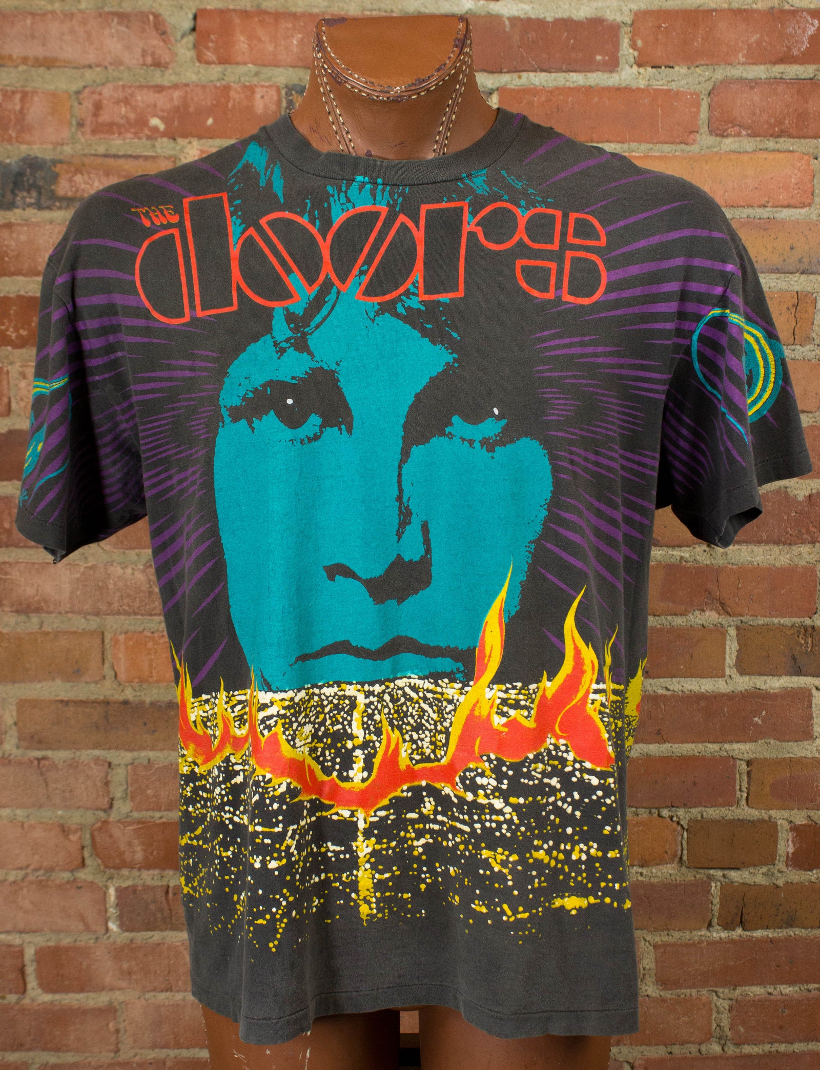 Vintage The Doors Concert T Shirt 1992 Jim Morrison Black All Over