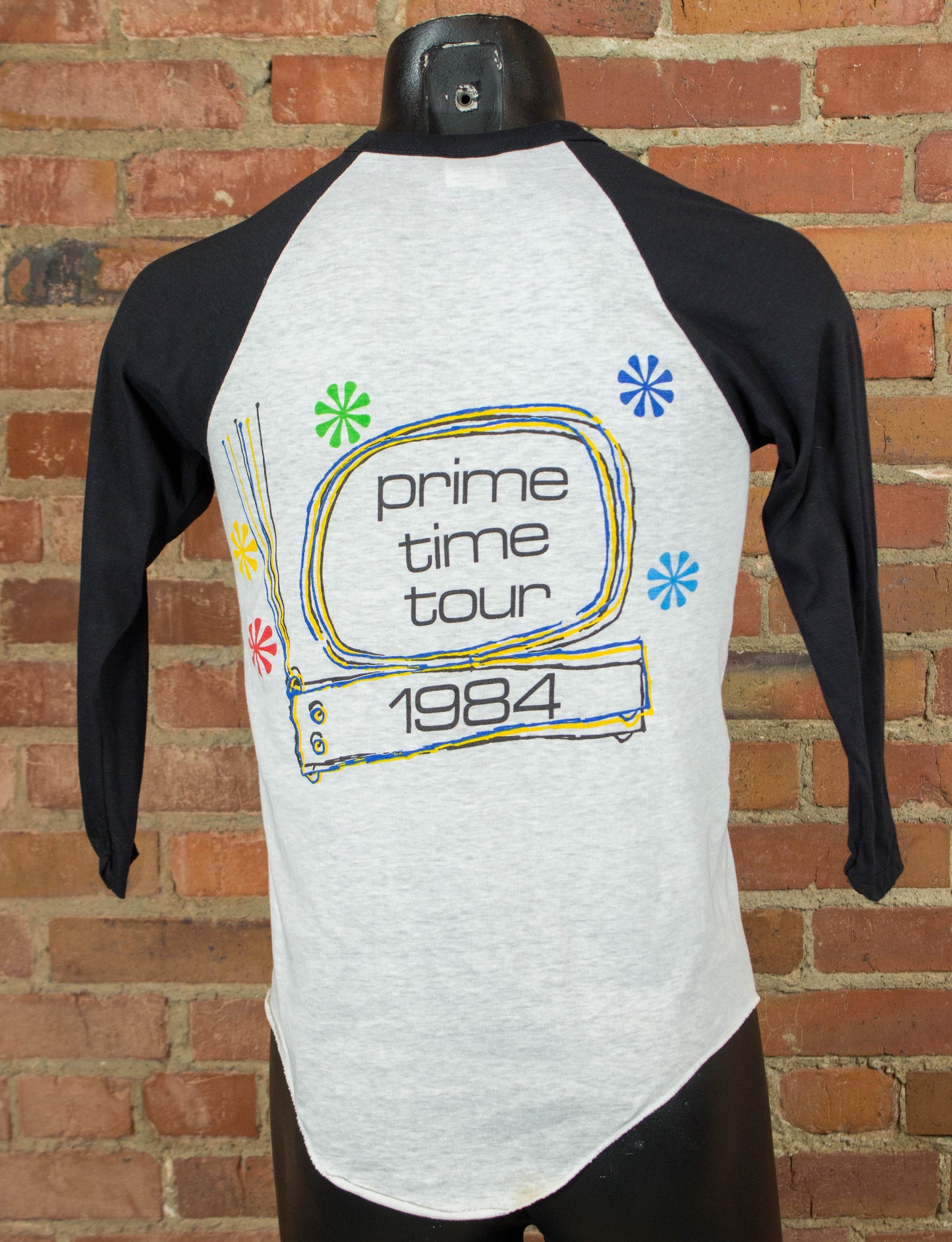 Vintage The Go-Go's Concert T Shirt 1984 Prime Time Tour Black and White Raglan Jersey Small