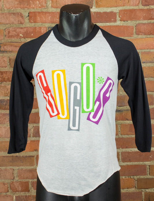 Vintage The Go-Go's Concert T Shirt 1984 Prime Time Tour Black and White Raglan Jersey Small