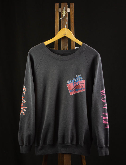 Vintage The Kinks Concert Crewneck Sweatshirt 1984 Word of Mouth Tour Faded Black Medium