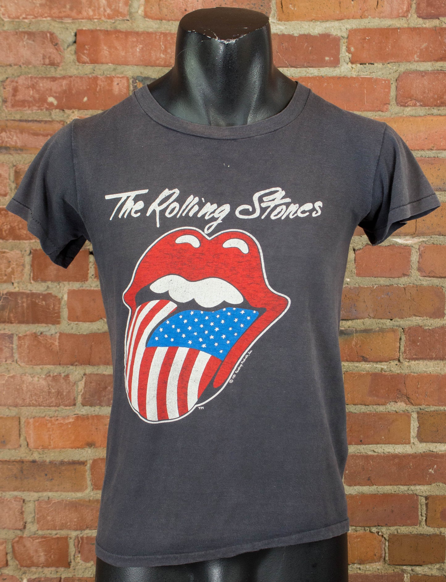 Vintage The Rolling Stones Concert T Shirt 1981 North American Tour US Flag Tongue Small