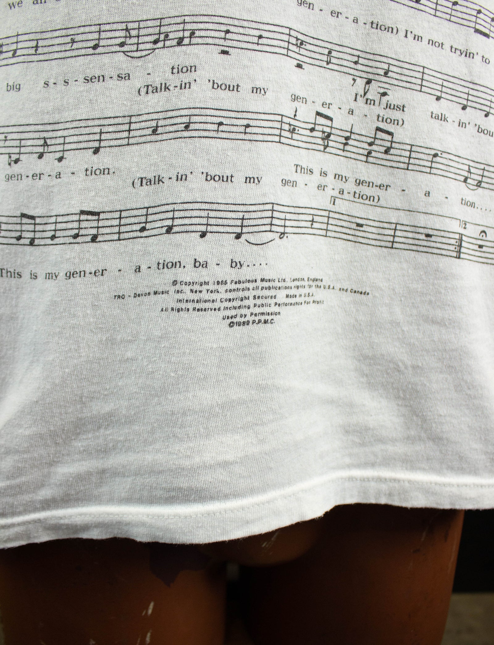 Vintage The Who Concert T Shirt 1989 The Kids Are Alright Tour My Generation Sheet Music White and Red Medium