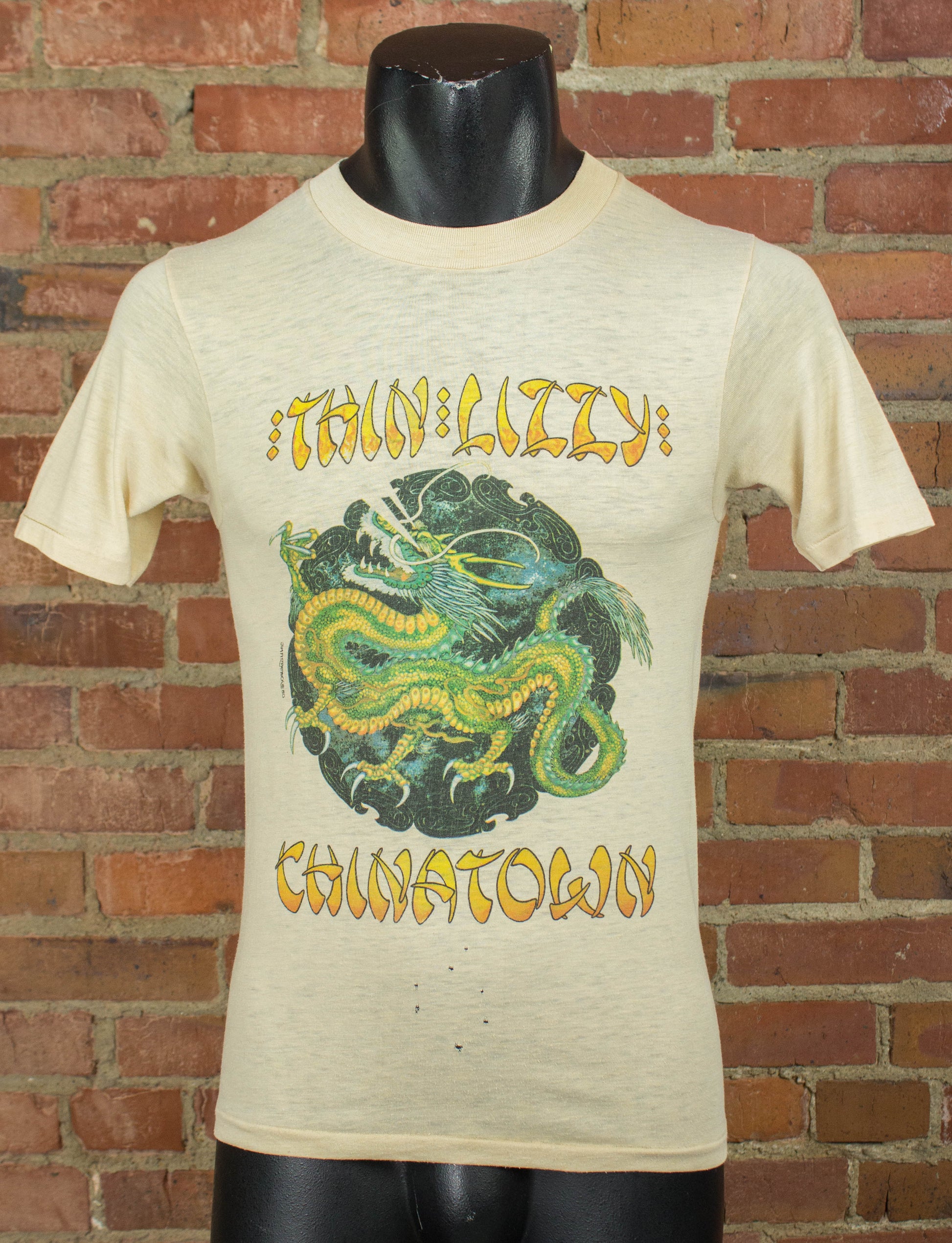 Vintage Thin Lizzy Concert T Shirt 1980 Chinatown Tour Yellow Small