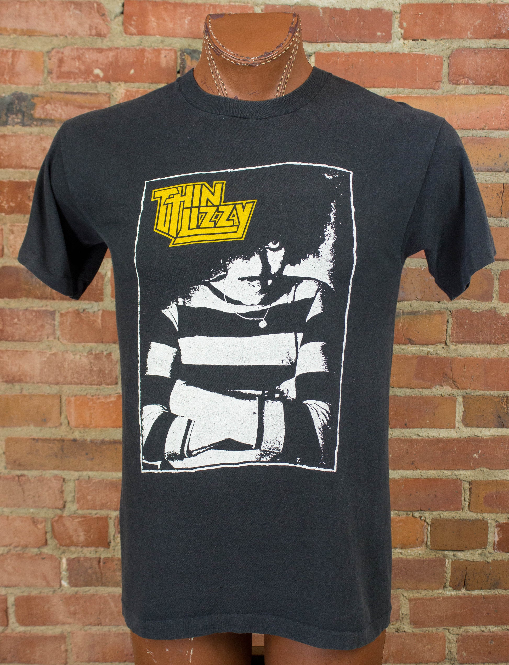 Vintage Thin Lizzy Concert T Shirt 80s Phil Lynott UK Tour Faded Black Medium