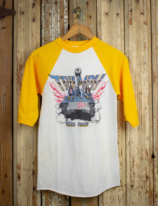 Vintage Triumph Allied Forces Raglan Concert T Shirt 1981 White and Yellow XS
