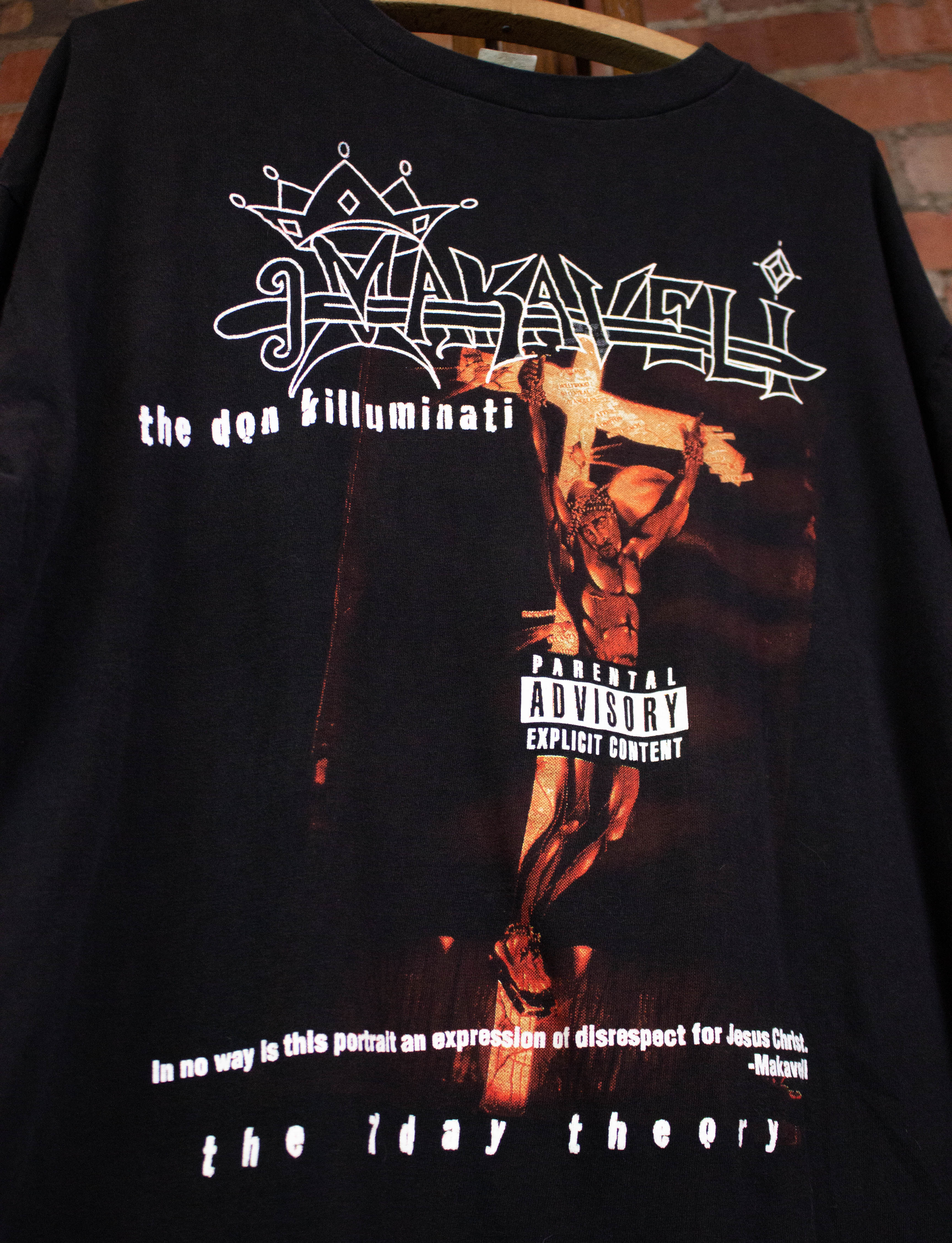 Vintage 2pac 90s Makaveli RIP Rap Tee Tribute Shirt Black 2XL 