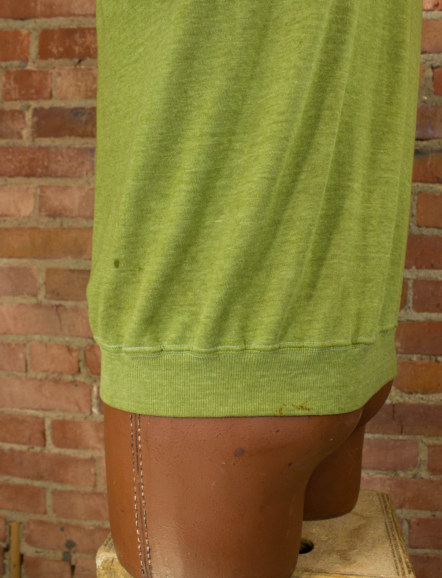 Vintage Wally Heider Recording Short Sleeve Sweatshirt 1969 Sage Green and Yellow Raglan Sleeve Medium-Large