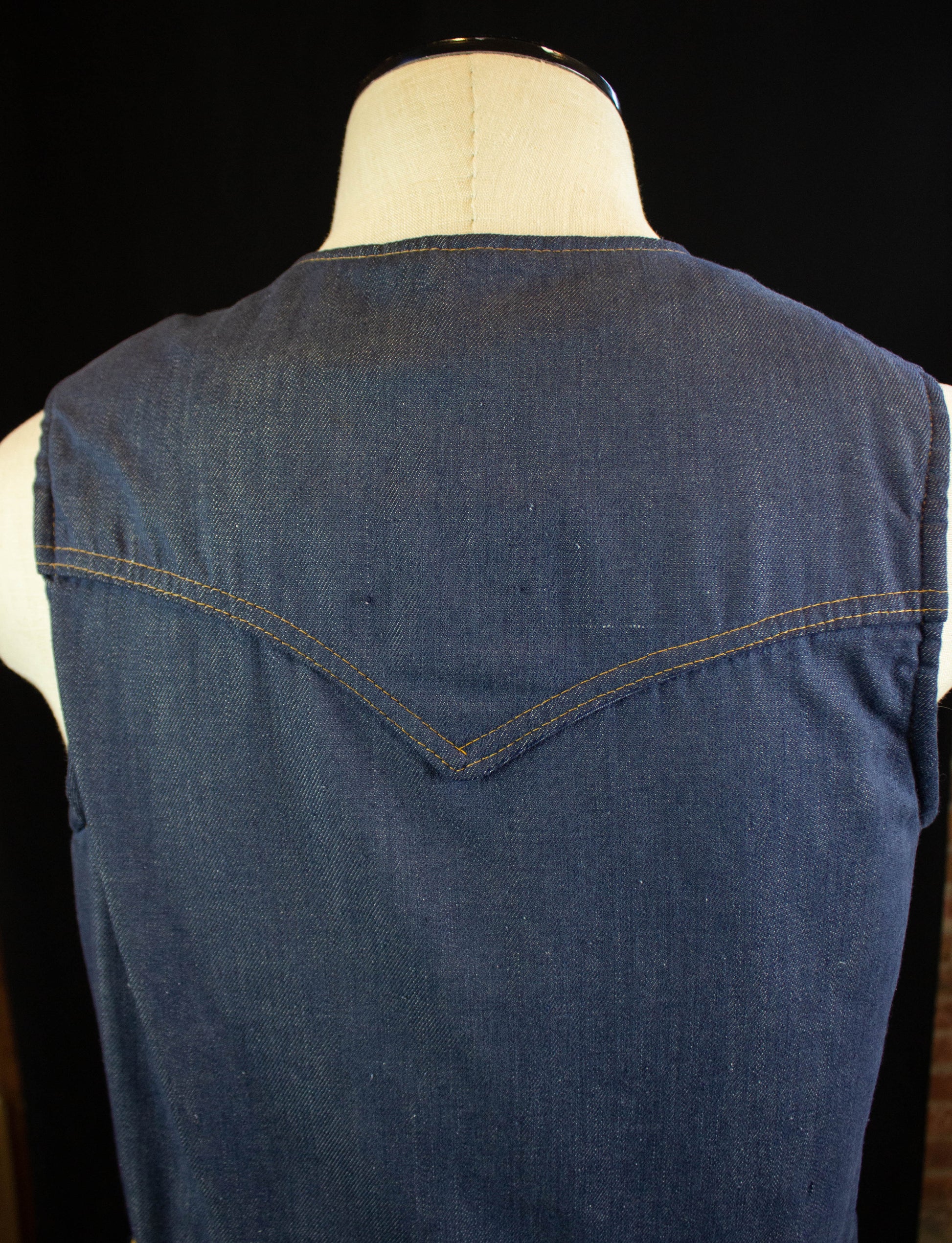 Vintage Weather Jack Sportswear Sherpa Lined Denim Vest 70s Blue