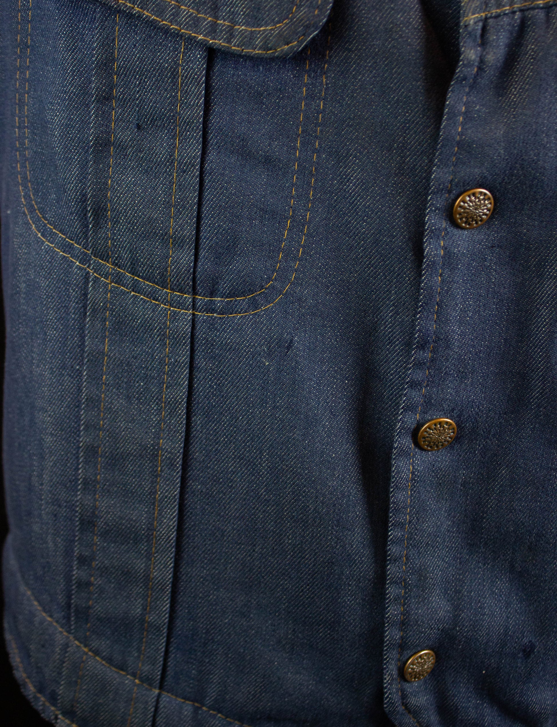 Vintage Weather Jack Sportswear Sherpa Lined Denim Vest 70s Blue Medium