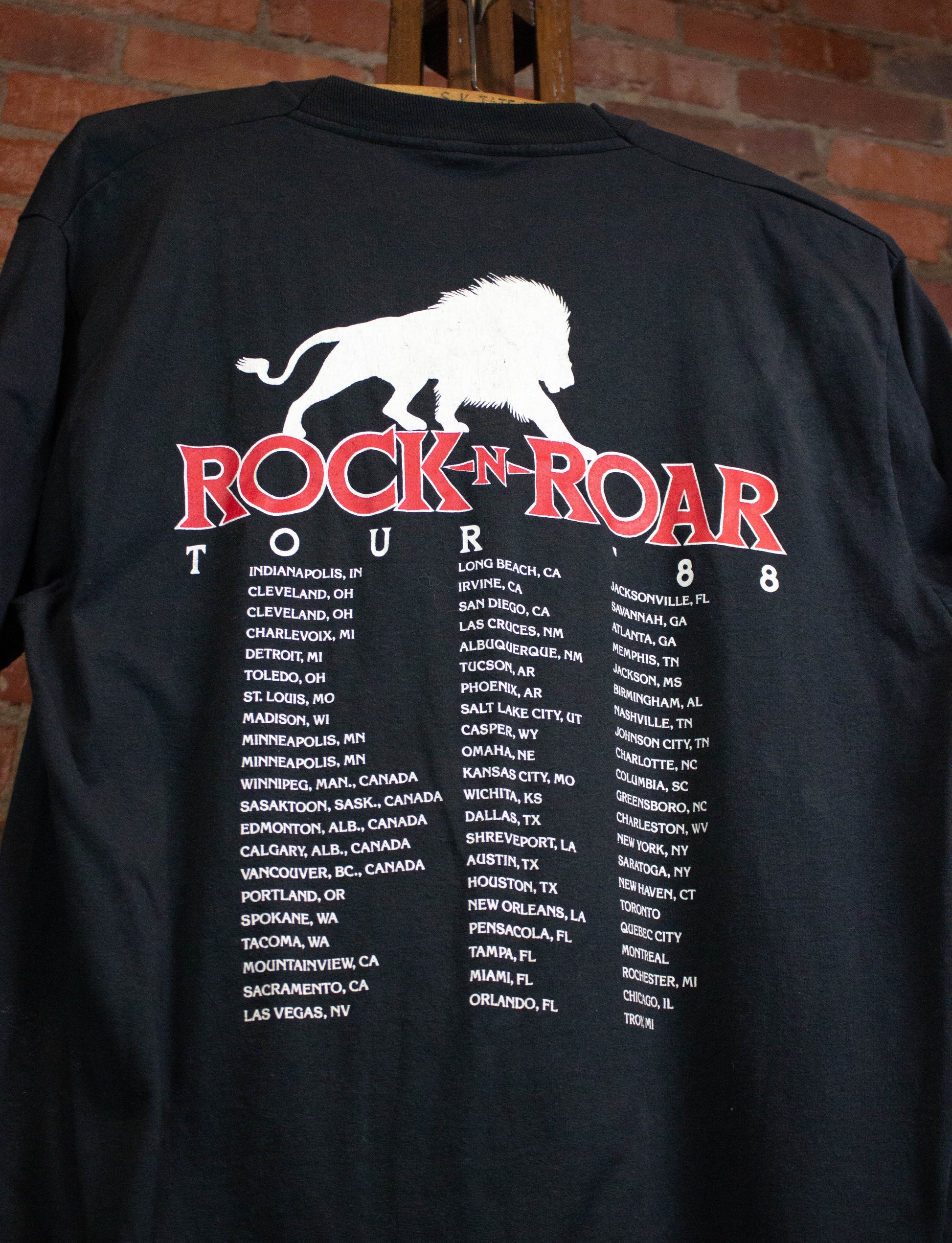 Vintage White Lion 1988 Rock n Roar Tour Concert T Shirt Black Large