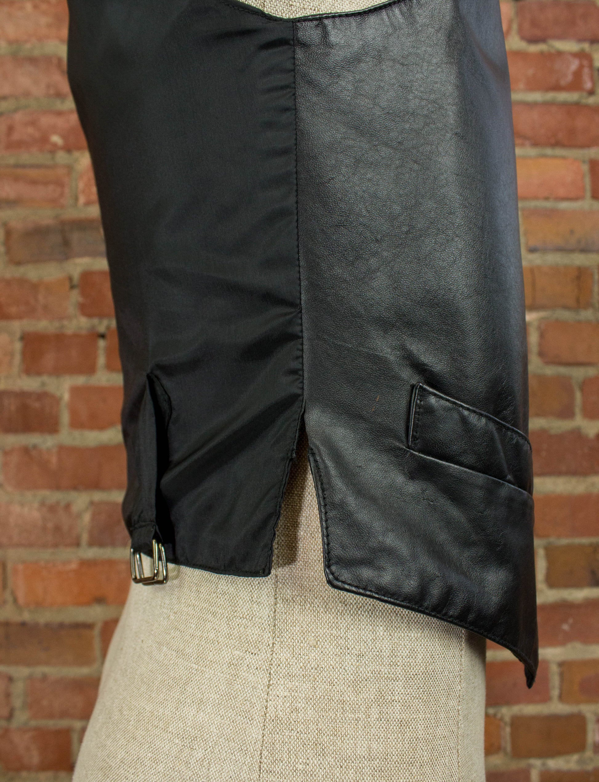 Vintage Wilsons Leather Vest 90s Black Waistcoat Small-Medium