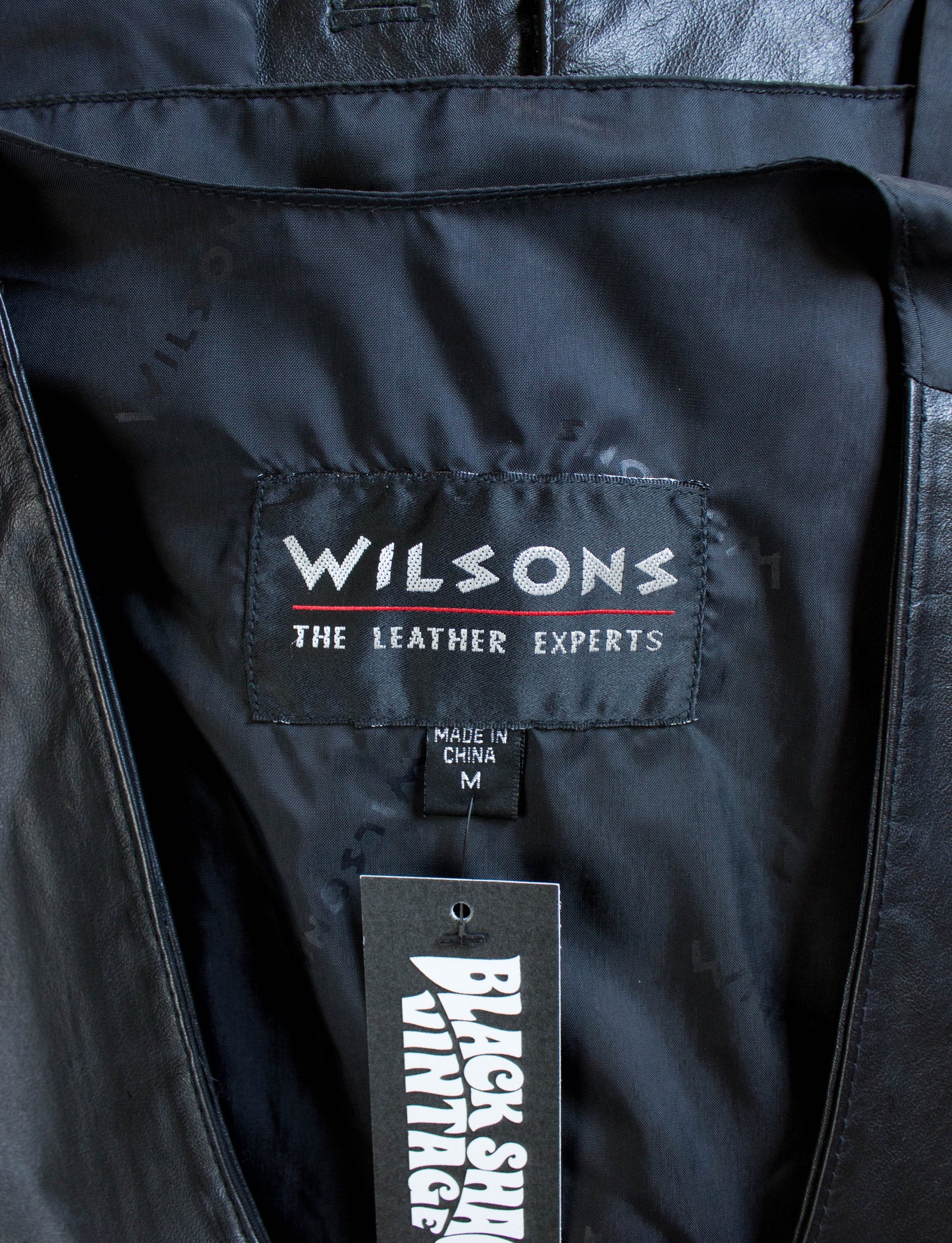 Vintage Wilsons Leather Vest 90s Black Waistcoat Small-Medium
