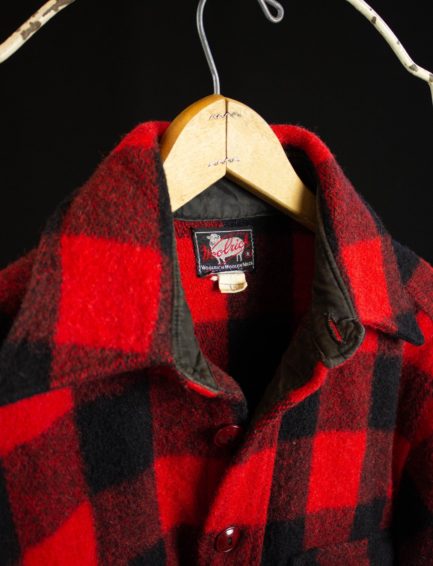 Vintage Woolrich Buffalo Plaid Wool Flannel Shirt 50s Red and Black Small-Medium