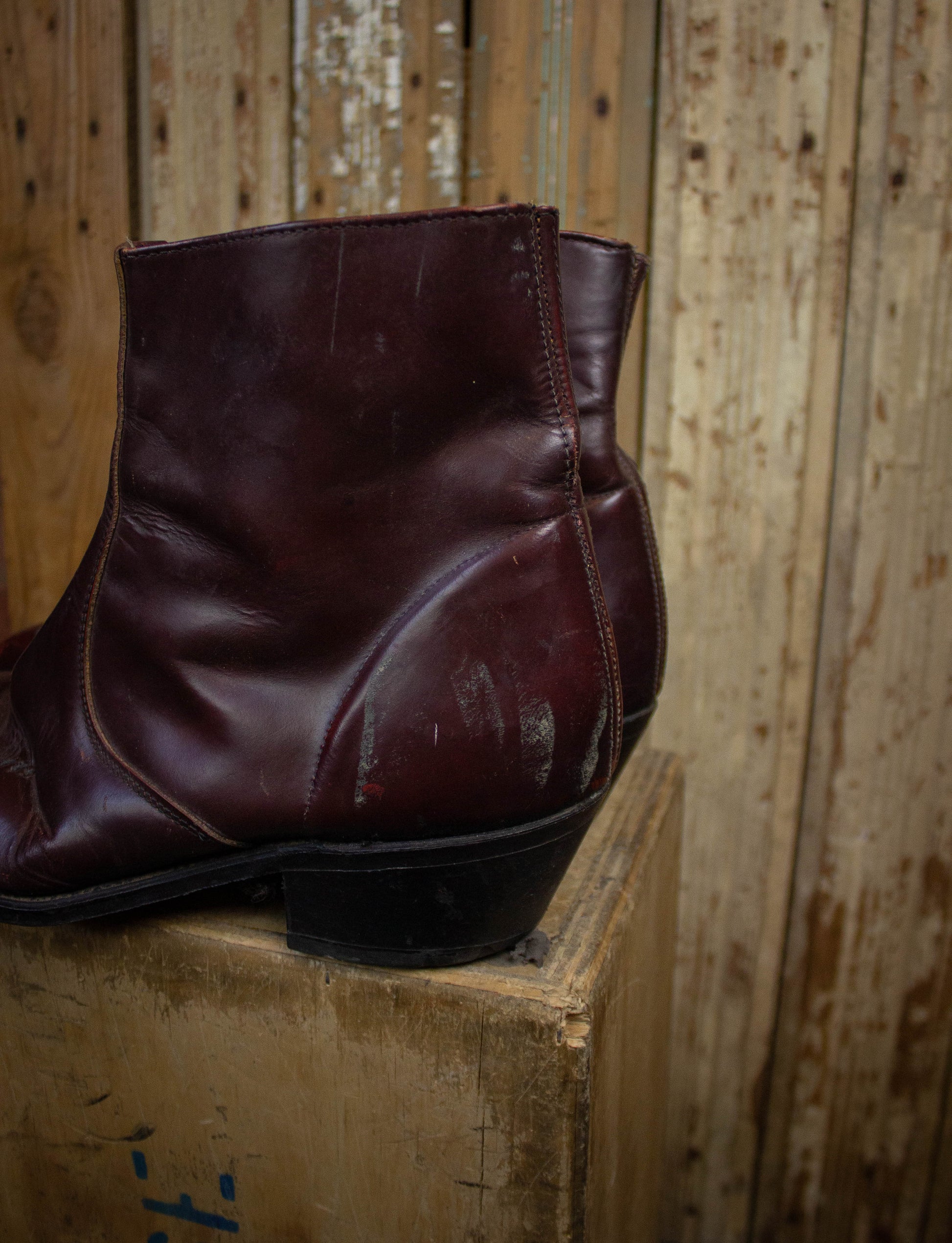 Vintage Wrangler Brown Leather Zip Boots 13D