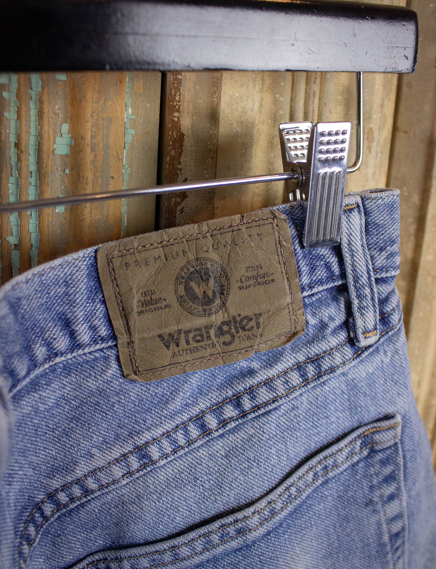 Vintage Wrangler Hemmed Denim Shorts Light Wash 34x9