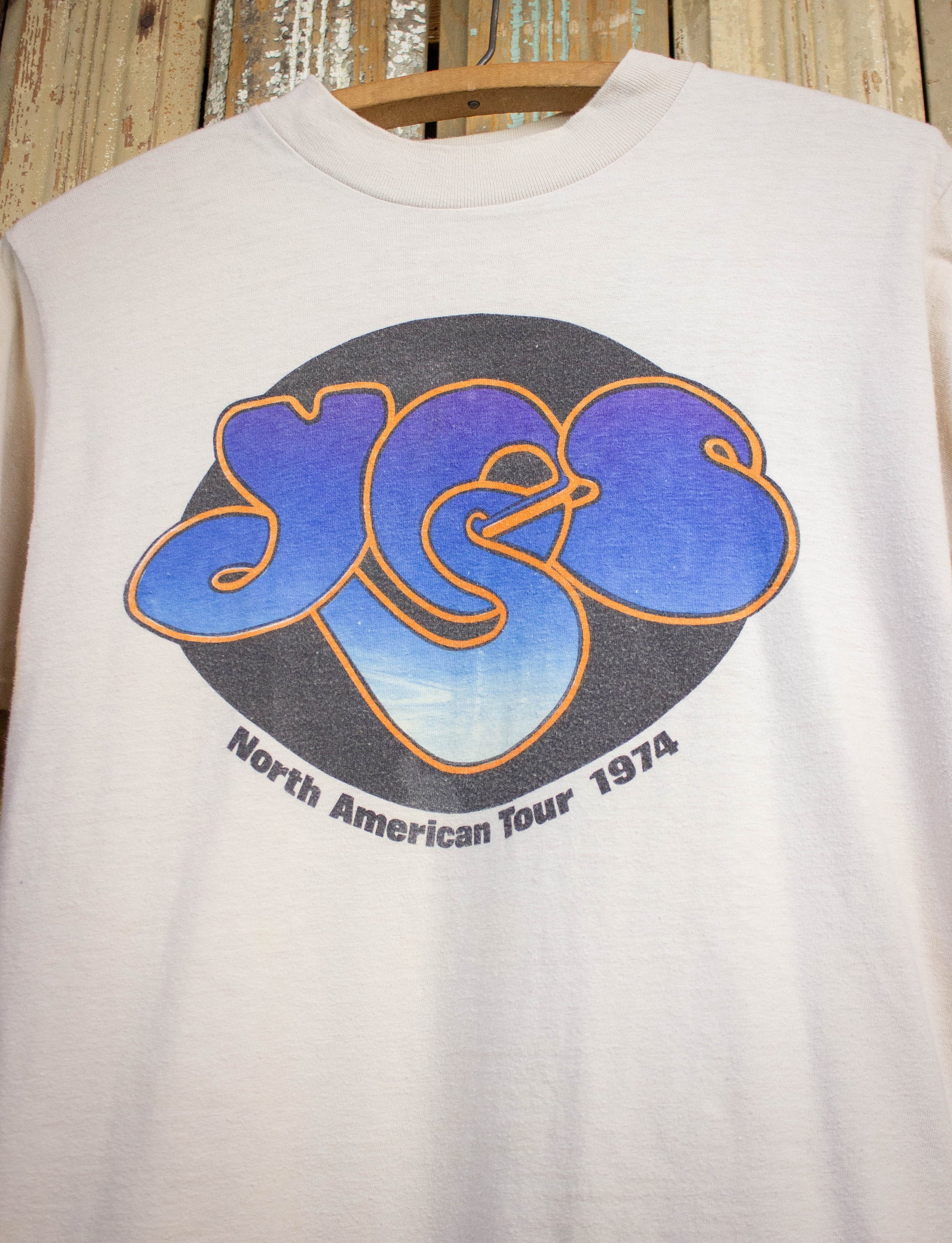 Vintage YES North American Tour Concert T Shirt 1974 Cream Medium