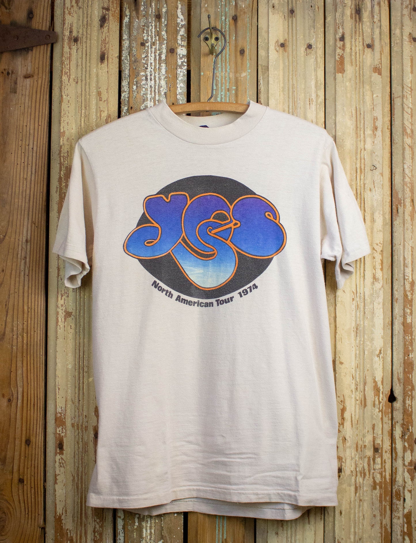 Vintage YES North American Tour Concert T Shirt 1974 Cream Medium