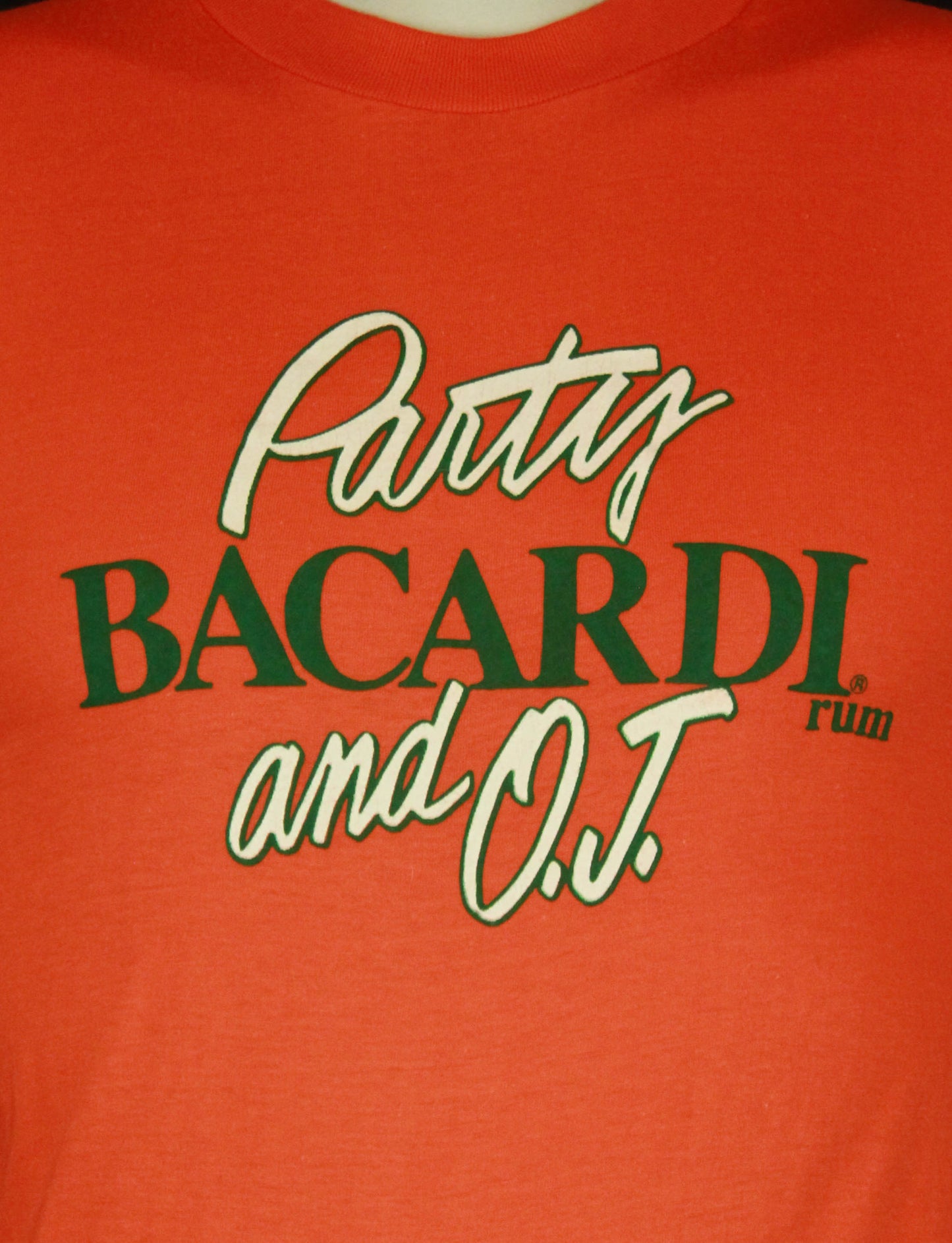 Vintage 1986 Party Bacardi And OJ Orange Graphic T Shirt - Medium