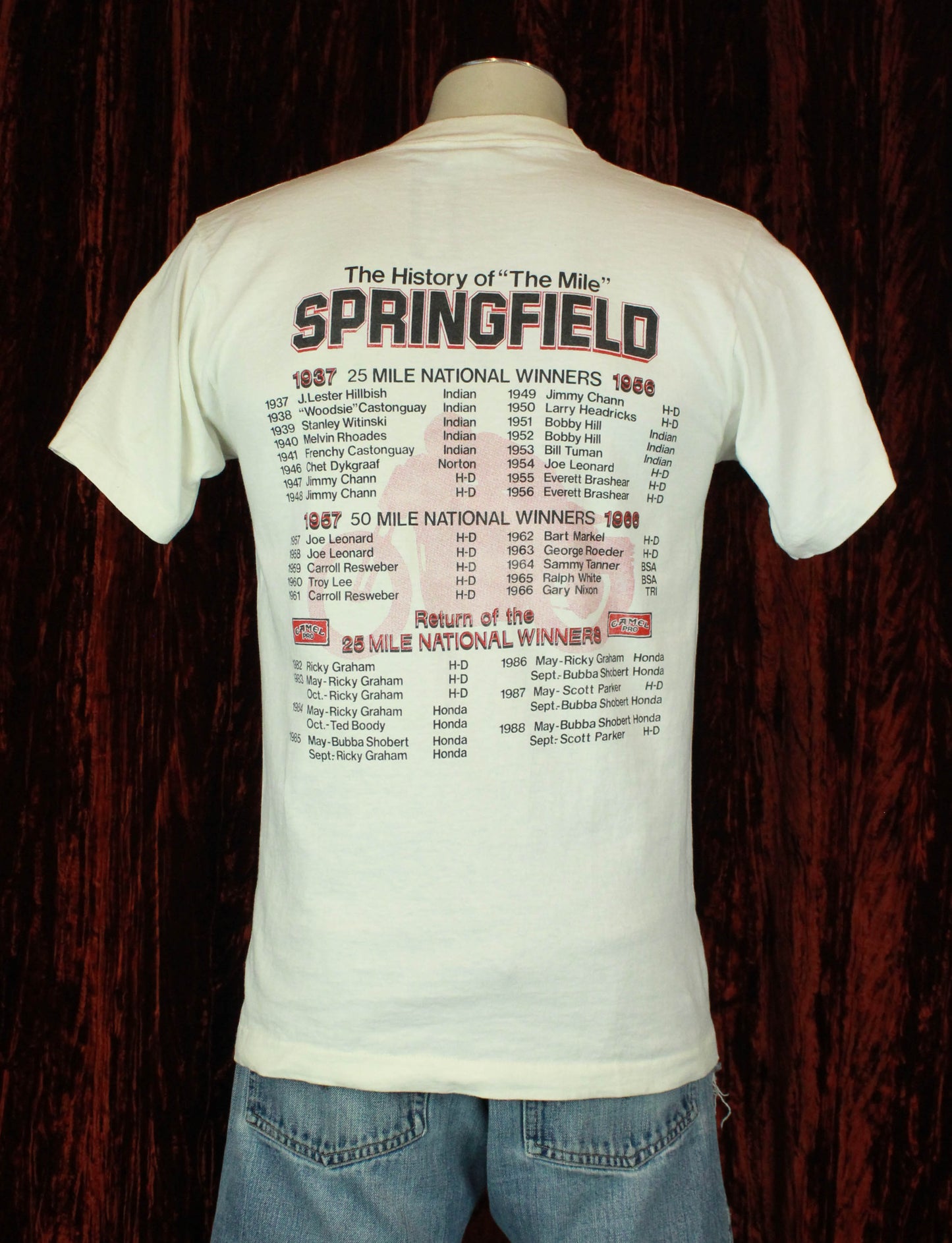 Vintage 1989 Springfield World's Fastest Mile Nationals Graphic T Shirt - Medium
